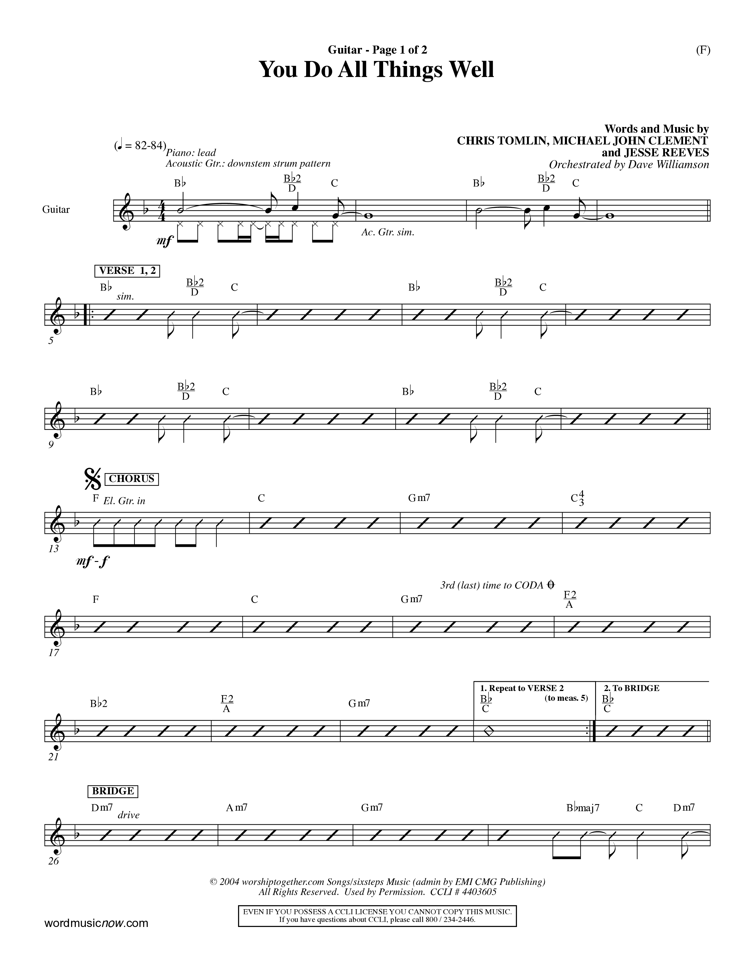 You Do All Things Well (Choral Anthem SATB) Acoustic Guitar (Word Music Choral / Orch. Dave Williamson)