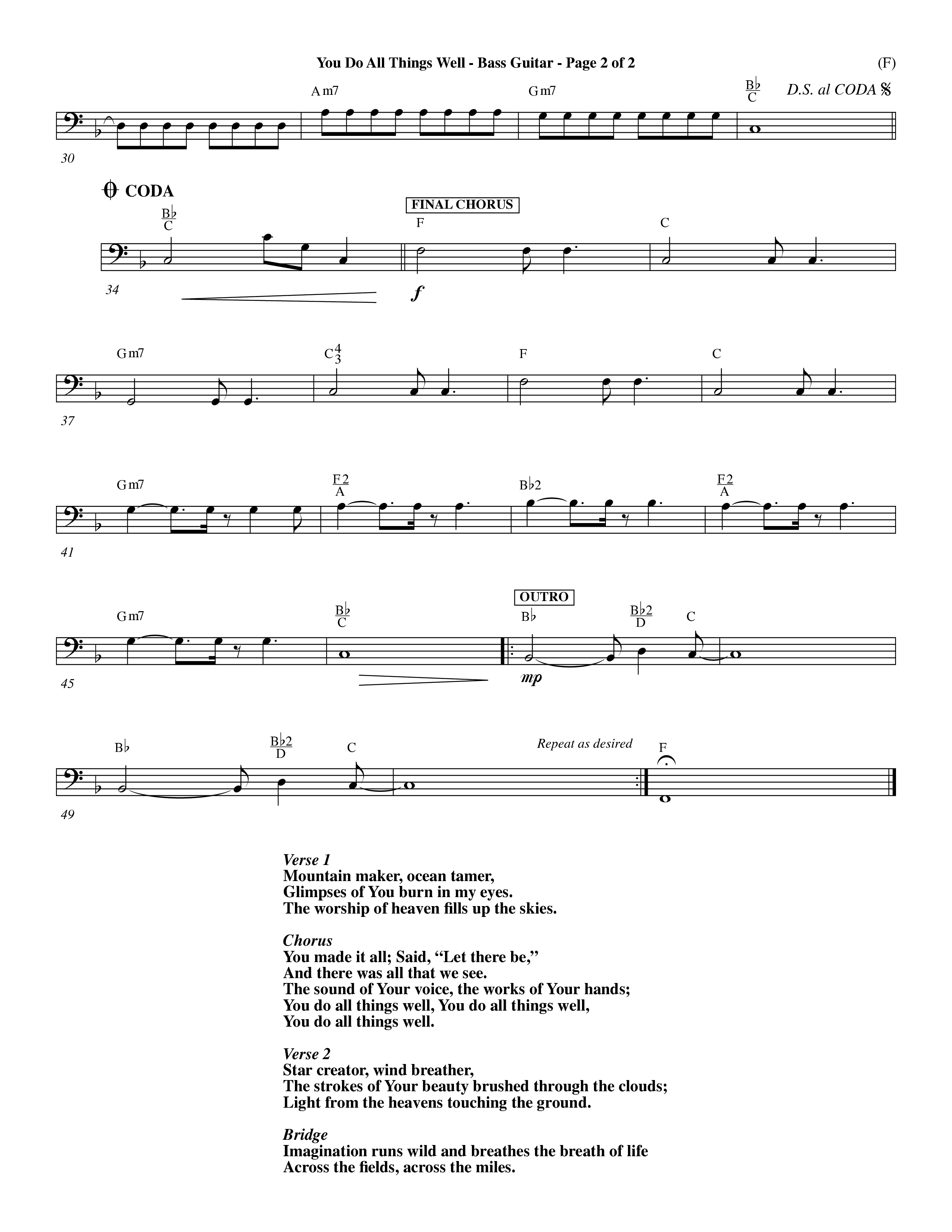 You Do All Things Well (Choral Anthem SATB) Bass Guitar (Word Music Choral / Orch. Dave Williamson)