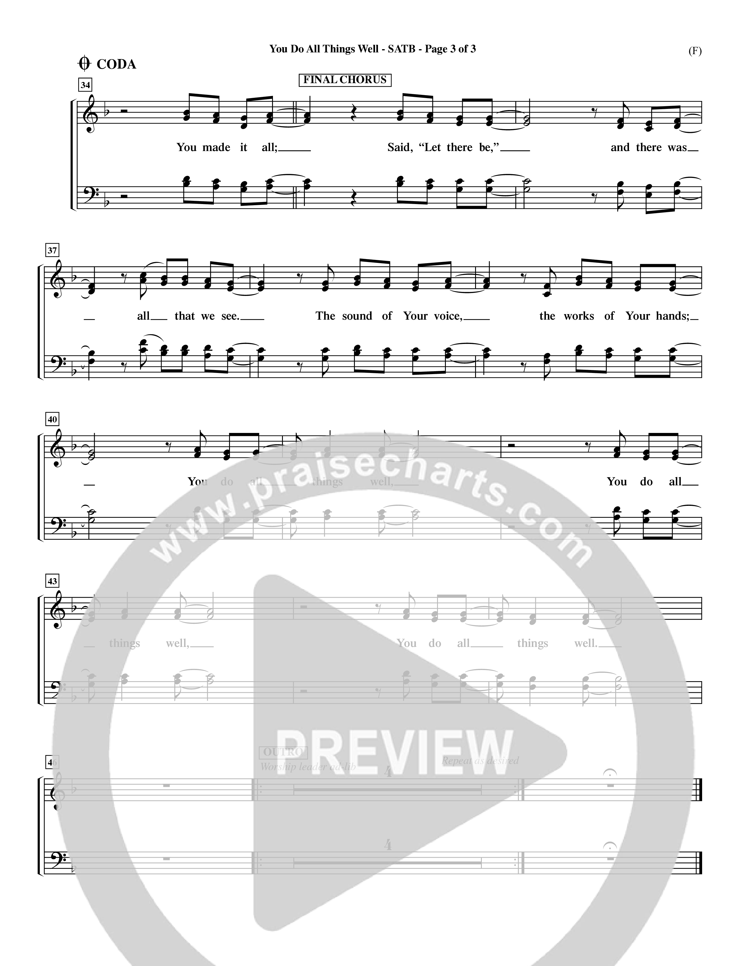 You Do All Things Well (Choral Anthem SATB) Choir Sheet (SATB) (Word Music Choral / Orch. Dave Williamson)