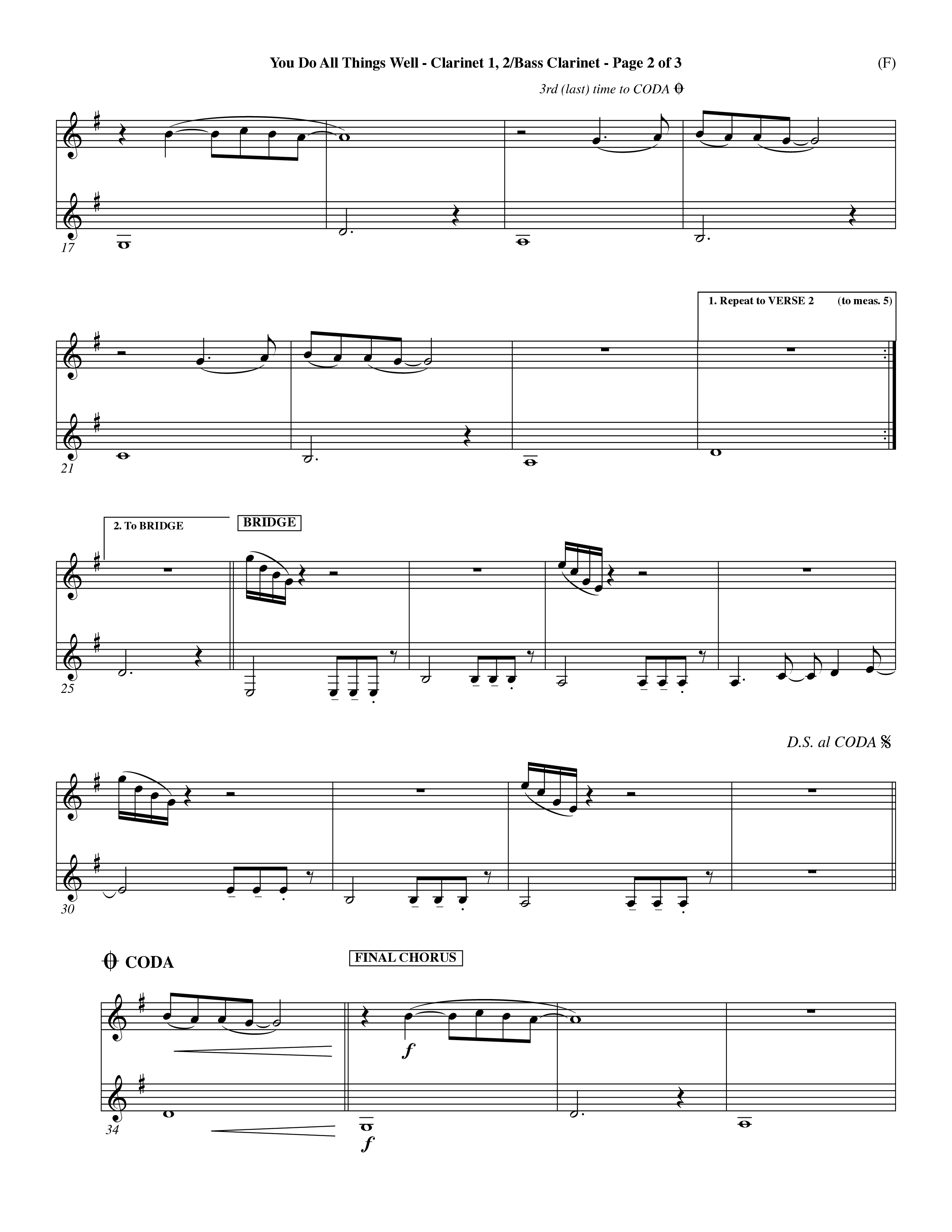 You Do All Things Well (Choral Anthem SATB) Clarinet 1/2, Bass Clarinet (Word Music Choral / Orch. Dave Williamson)