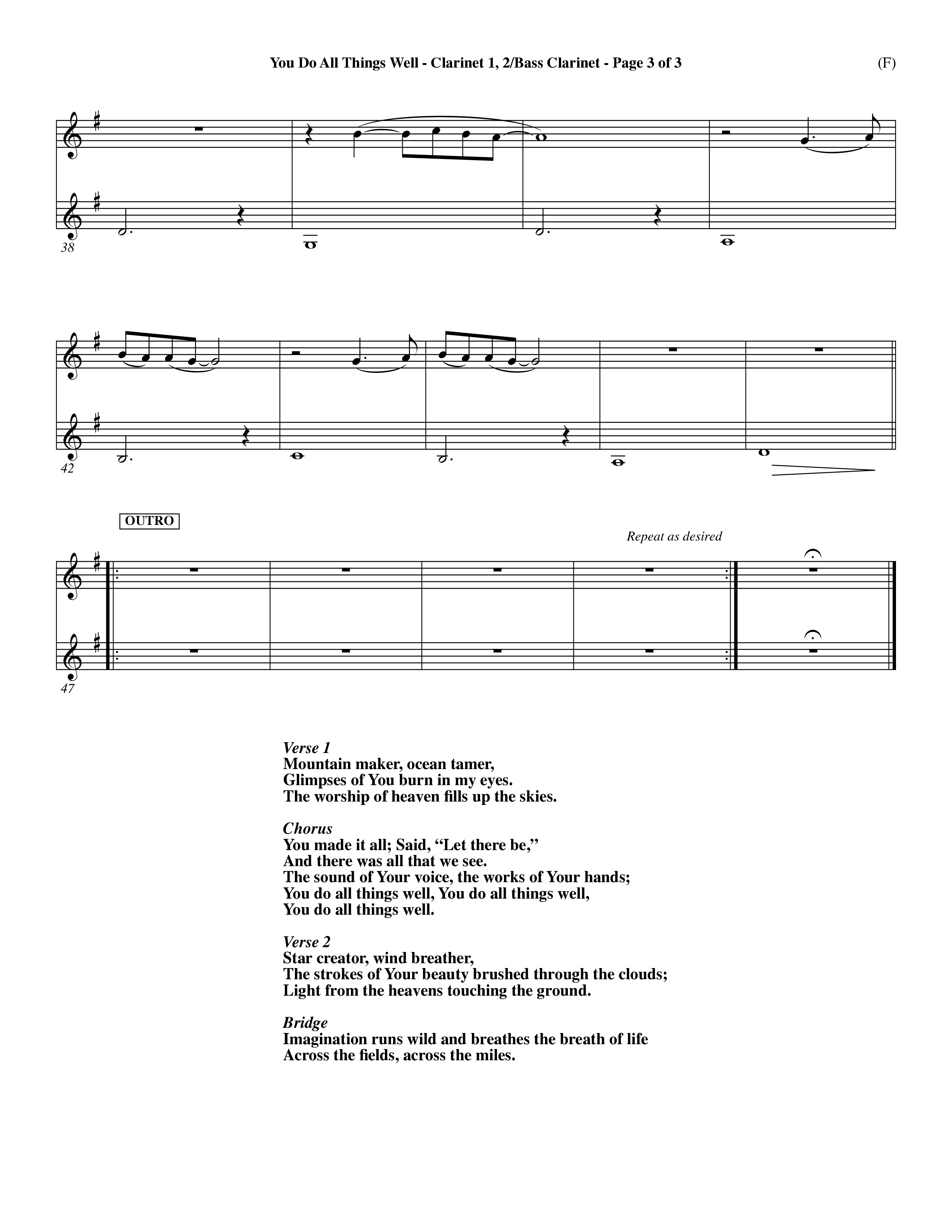 You Do All Things Well (Choral Anthem SATB) Clarinet 1/2, Bass Clarinet (Word Music Choral / Orch. Dave Williamson)