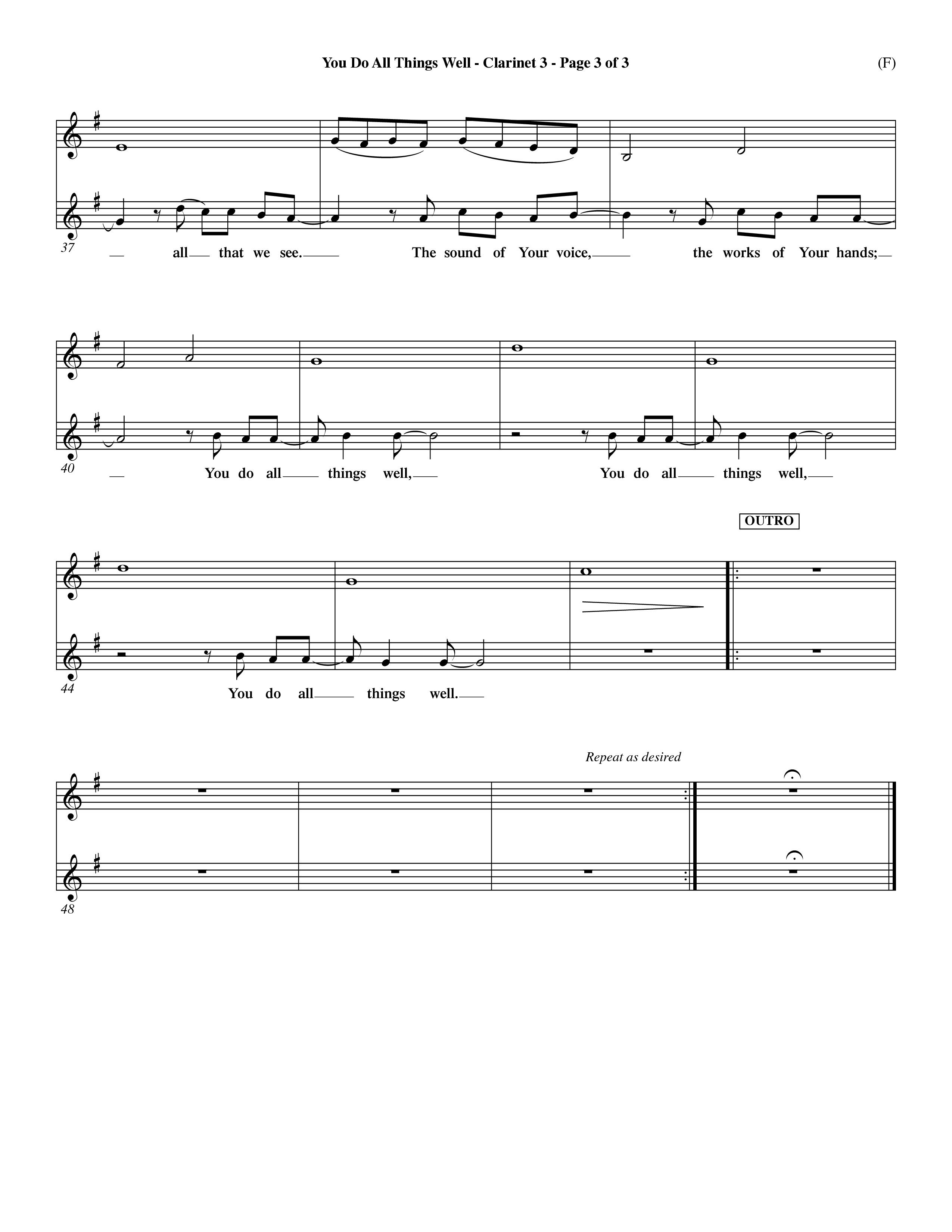 You Do All Things Well (Choral Anthem SATB) Clarinet 3 (Word Music Choral / Orch. Dave Williamson)