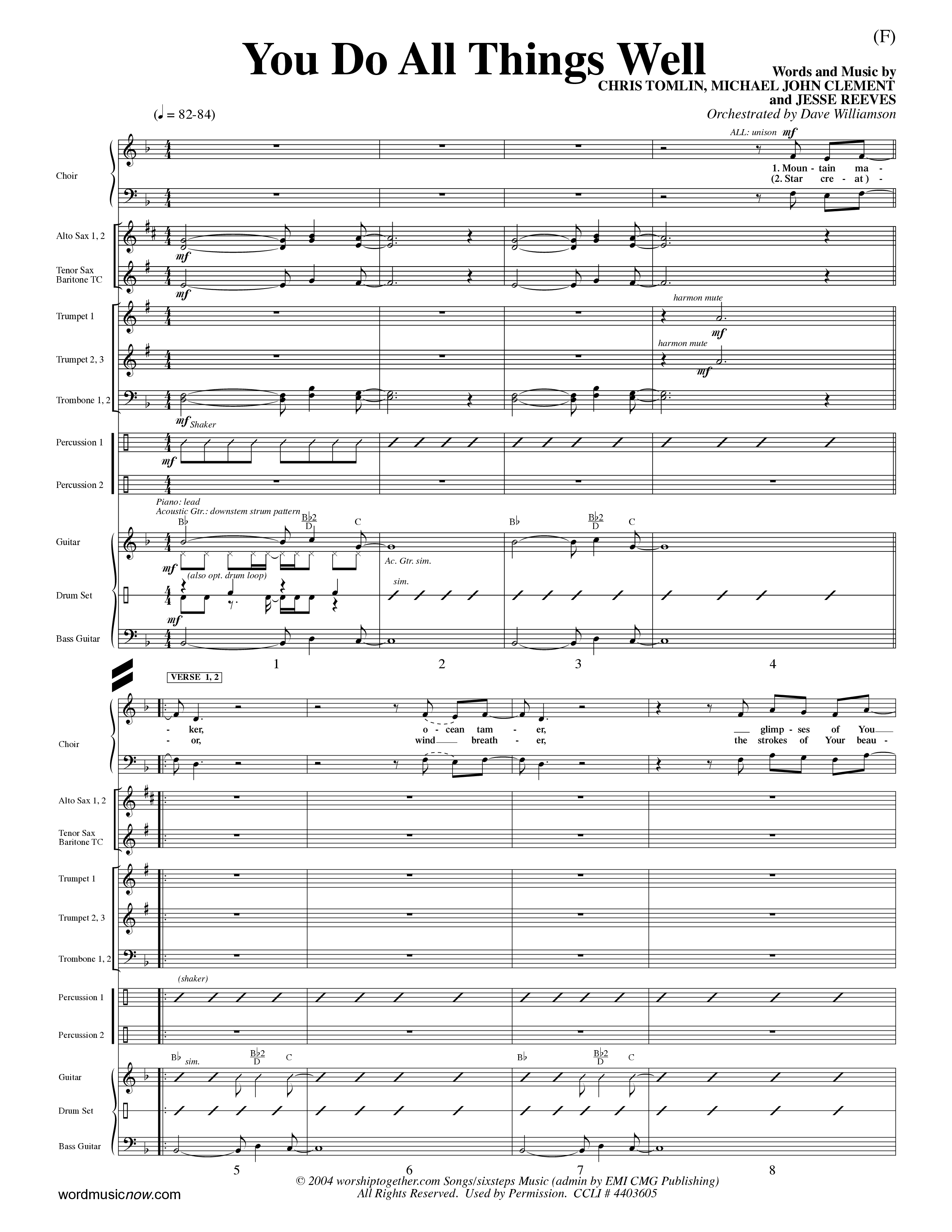 You Do All Things Well (Choral Anthem SATB) PraiseBand (incl. Brass) (Word Music Choral / Orch. Dave Williamson)