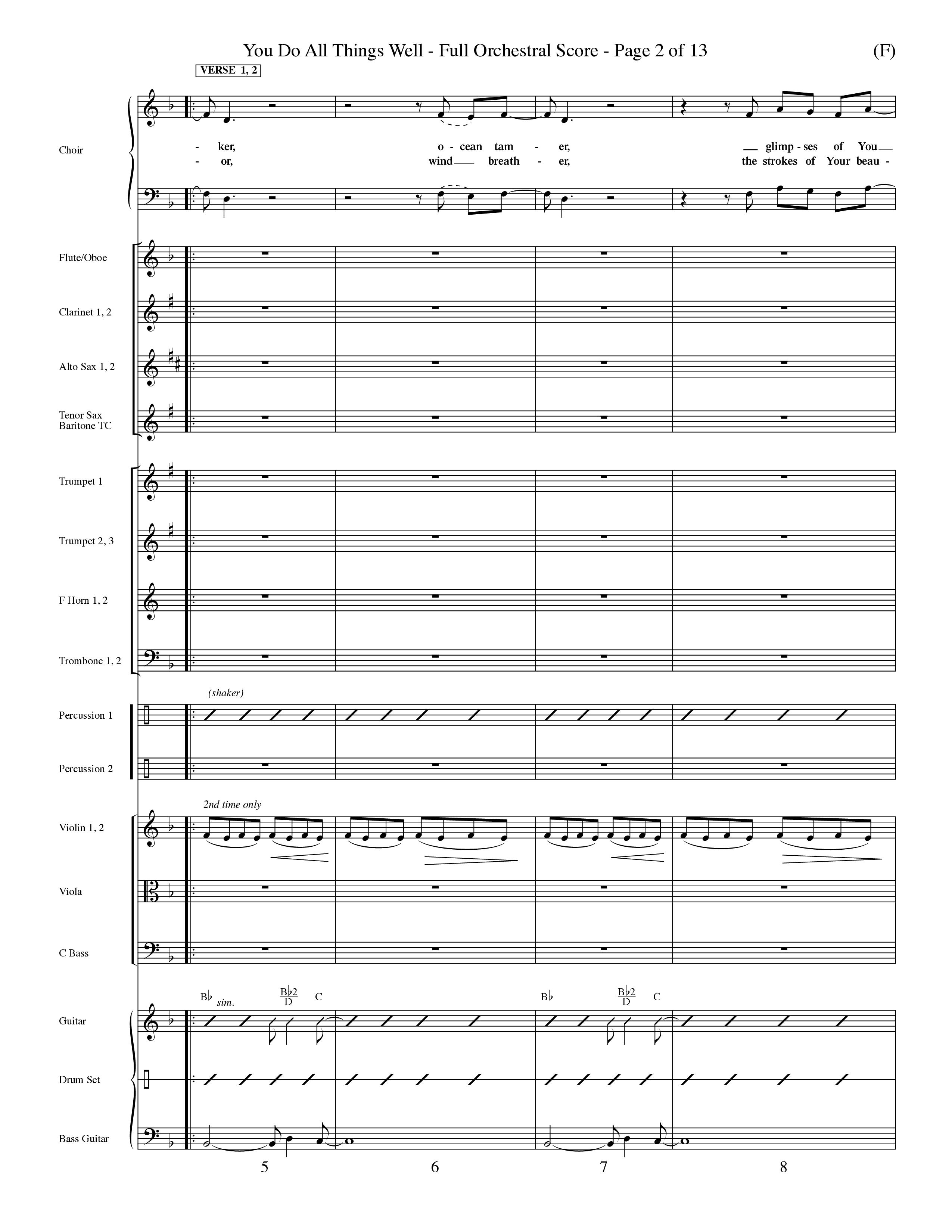 You Do All Things Well (Choral Anthem SATB) Orchestration (Word Music Choral / Orch. Dave Williamson)