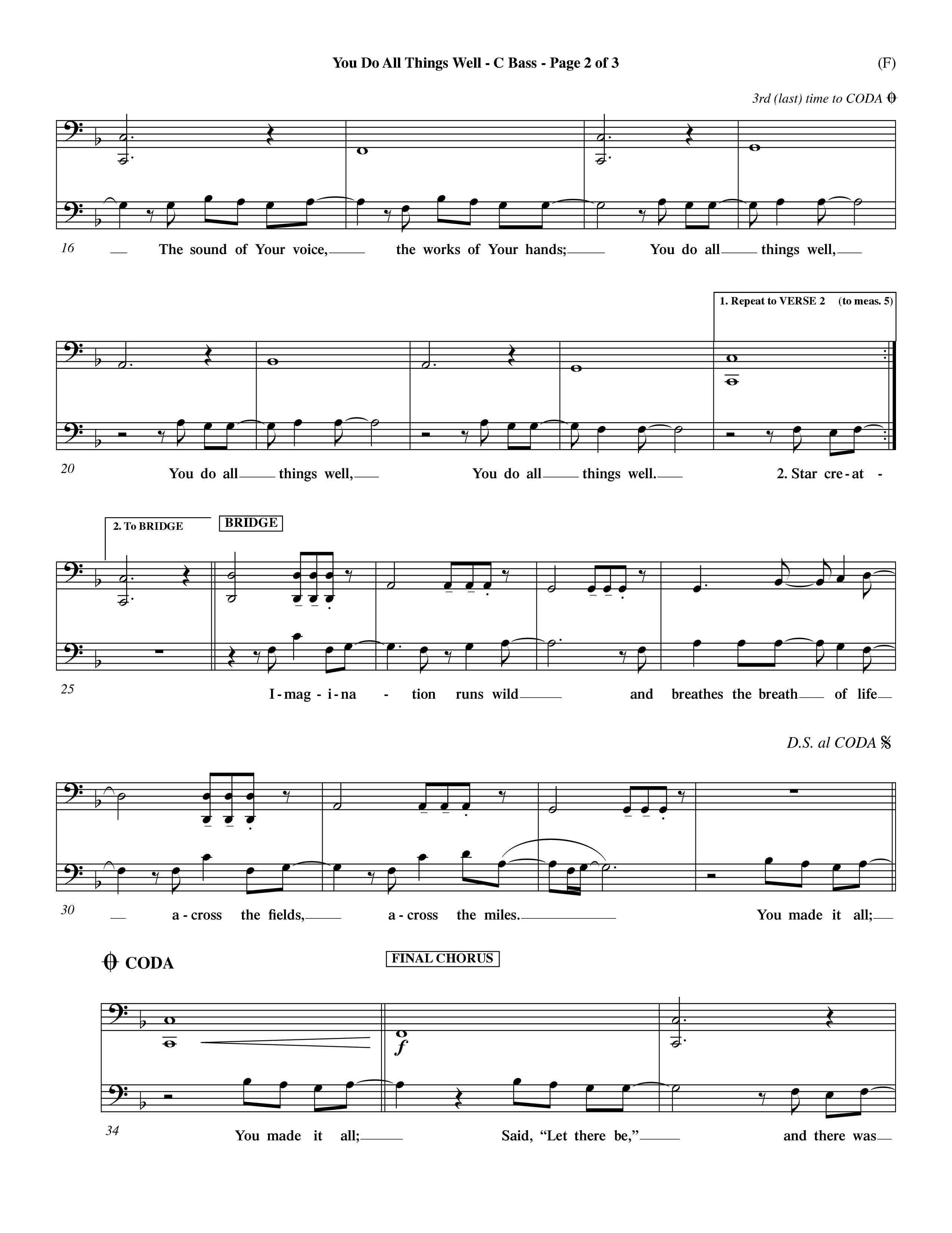You Do All Things Well (Choral Anthem SATB) Contrabass (Word Music Choral / Orch. Dave Williamson)