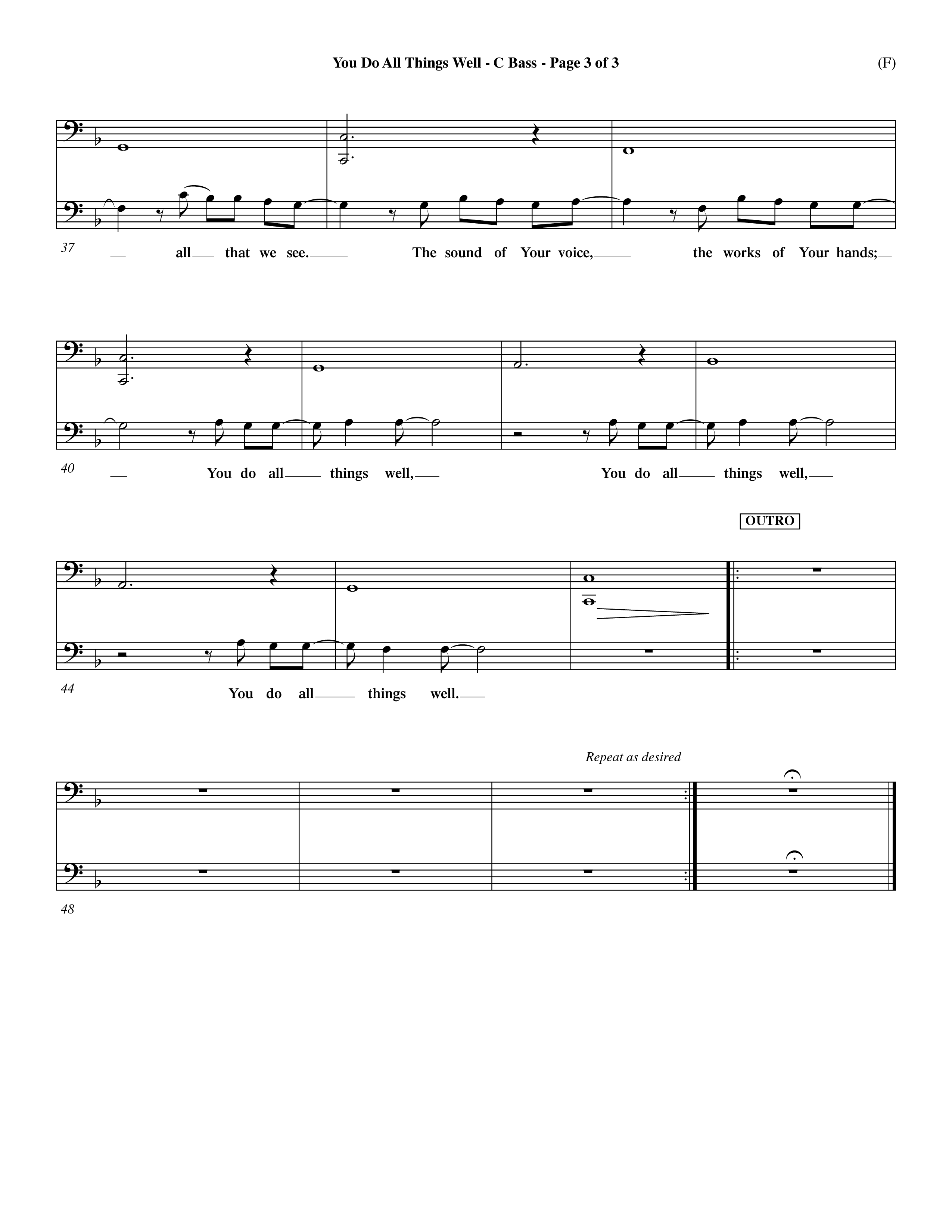 You Do All Things Well (Choral Anthem SATB) Contrabass (Word Music Choral / Orch. Dave Williamson)