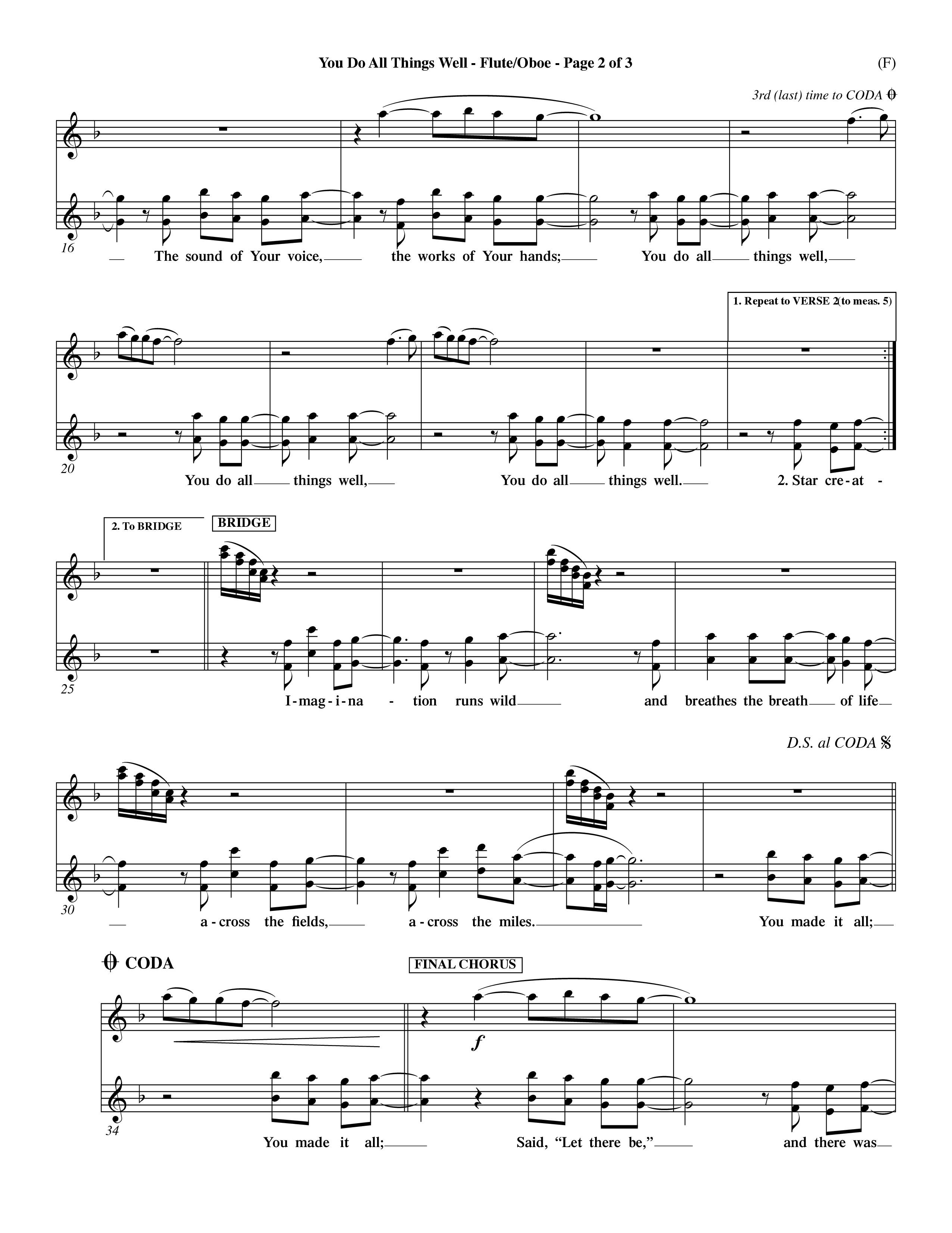 You Do All Things Well (Choral Anthem SATB) Flute/Oboe (Word Music Choral / Orch. Dave Williamson)