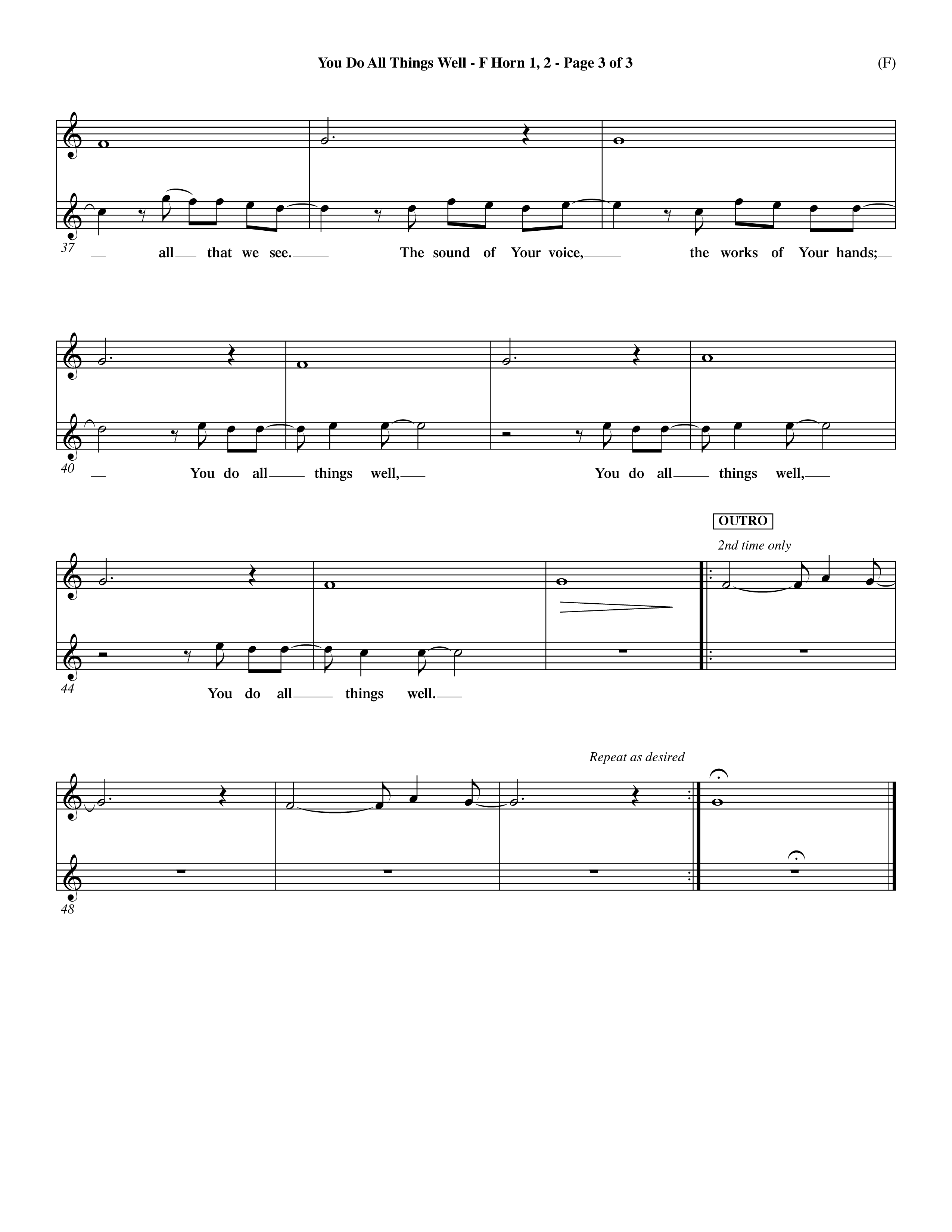 You Do All Things Well (Choral Anthem SATB) French Horn (Word Music Choral / Orch. Dave Williamson)