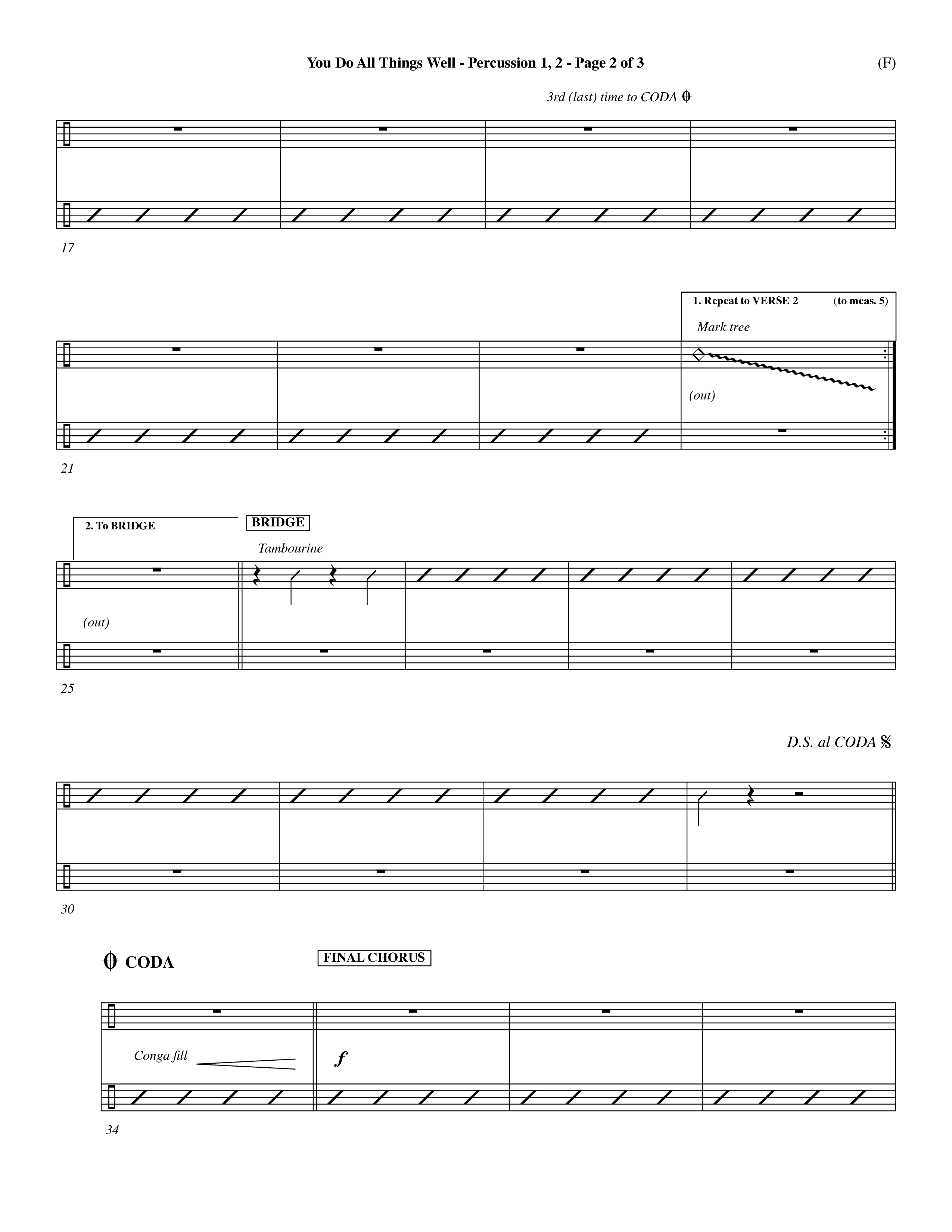 You Do All Things Well (Choral Anthem SATB) Percussion 1/2 (Word Music Choral / Orch. Dave Williamson)