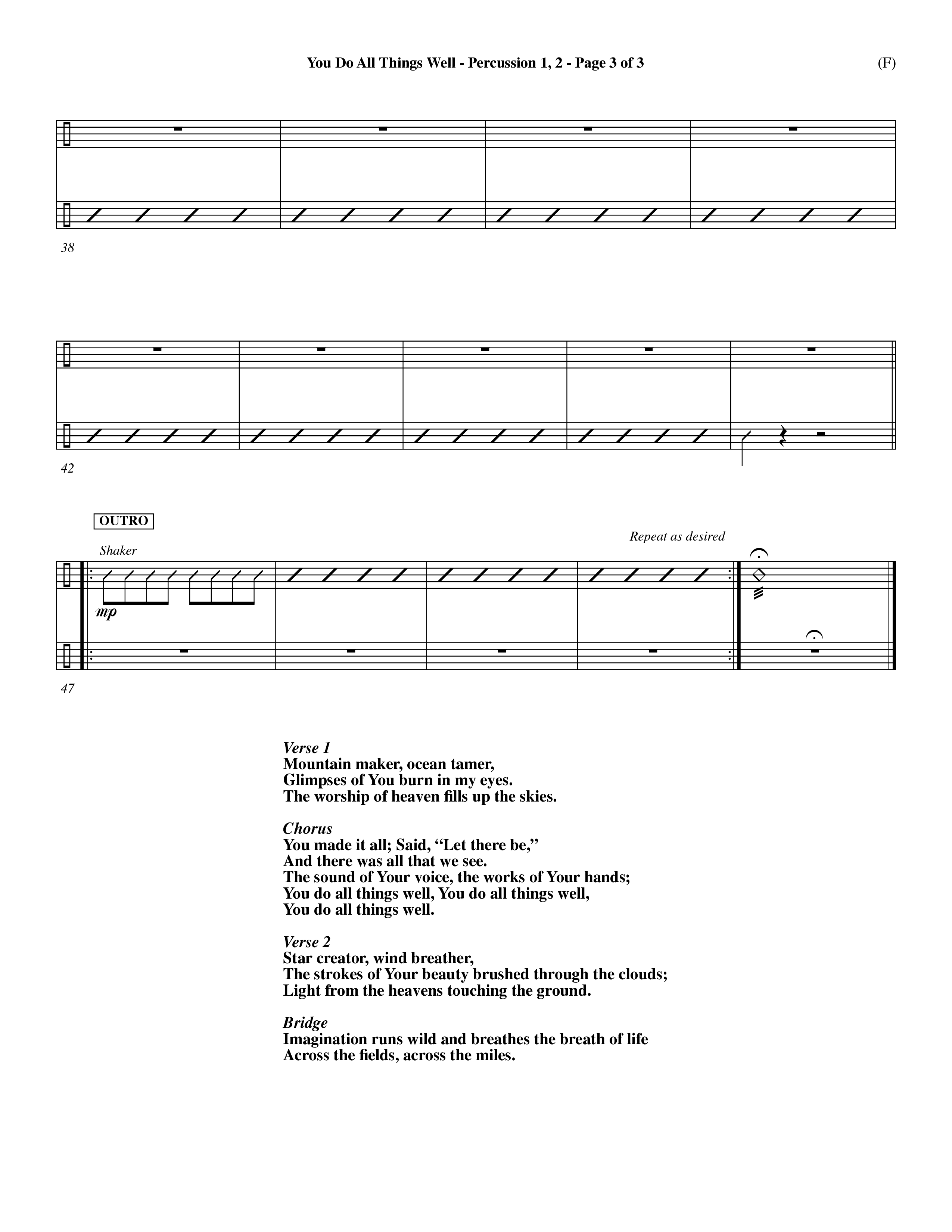 You Do All Things Well (Choral Anthem SATB) Percussion 1/2 (Word Music Choral / Orch. Dave Williamson)