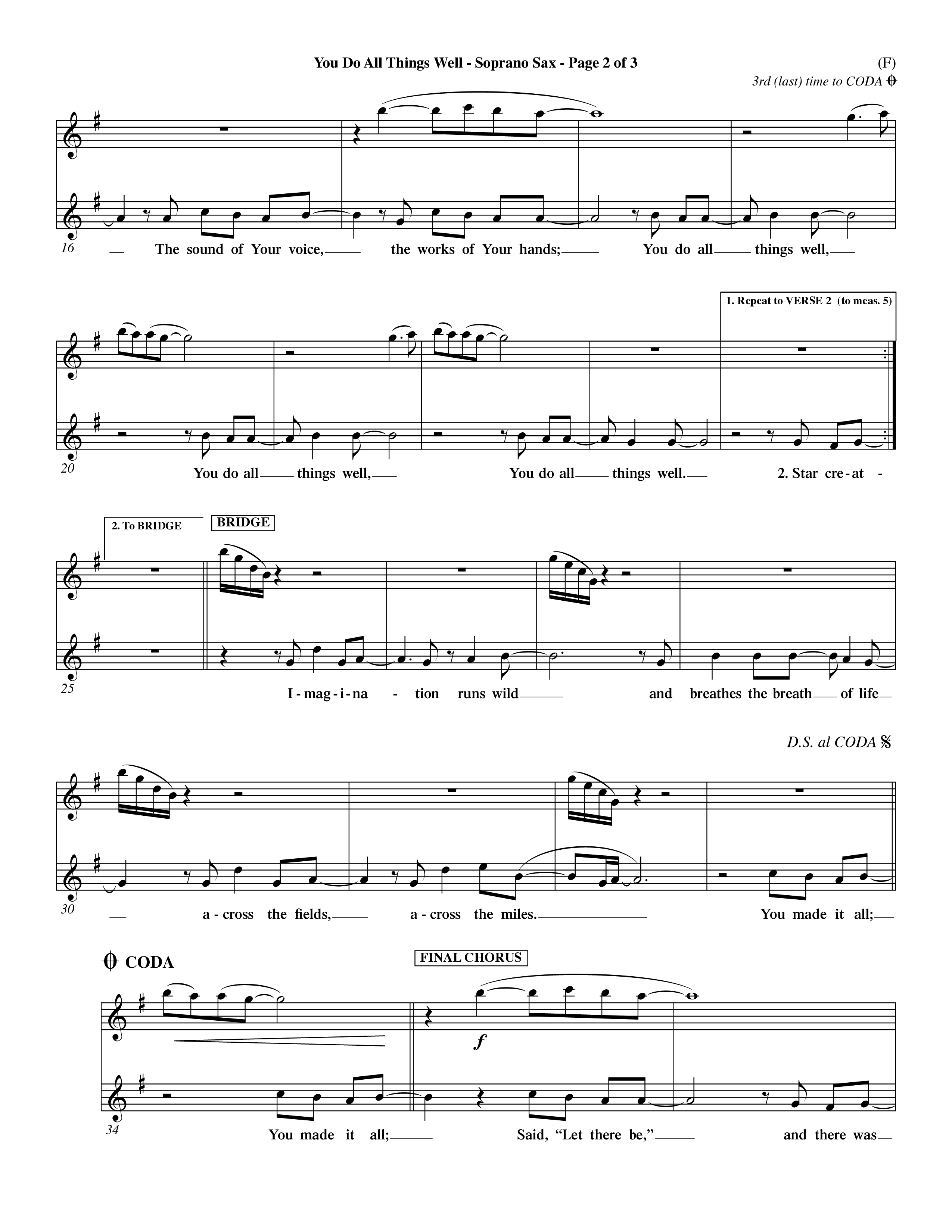 You Do All Things Well (Choral Anthem SATB) Saxophone (Word Music Choral / Orch. Dave Williamson)