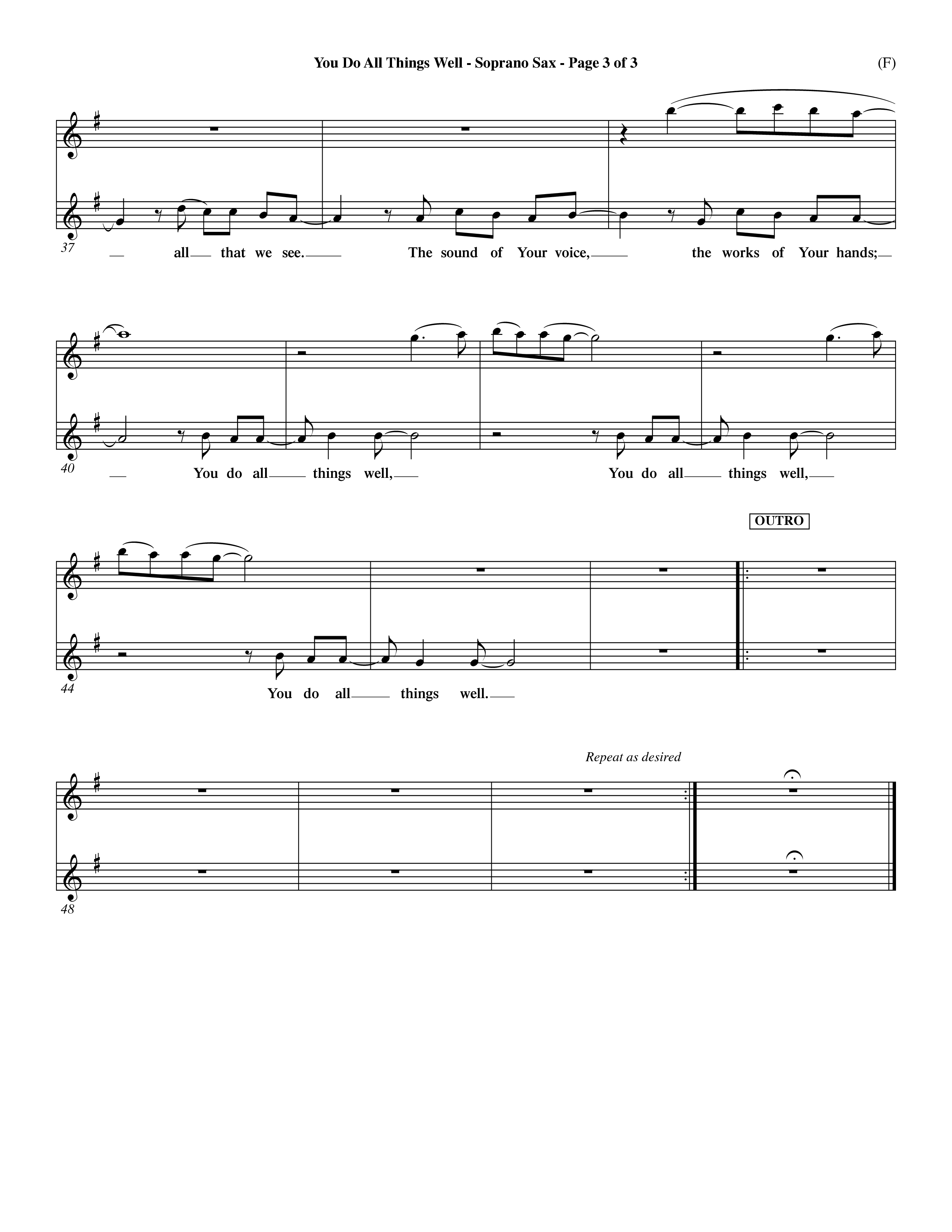 You Do All Things Well (Choral Anthem SATB) Saxophone (Word Music Choral / Orch. Dave Williamson)