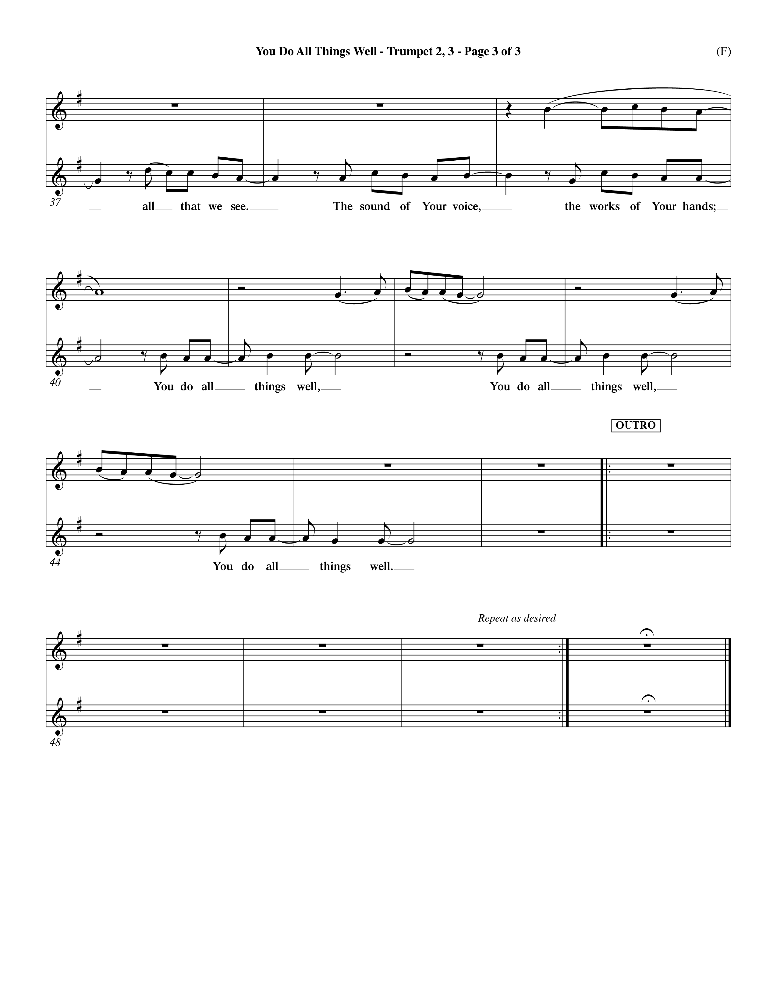 You Do All Things Well (Choral Anthem SATB) Trumpet 2/3 (Word Music Choral / Orch. Dave Williamson)