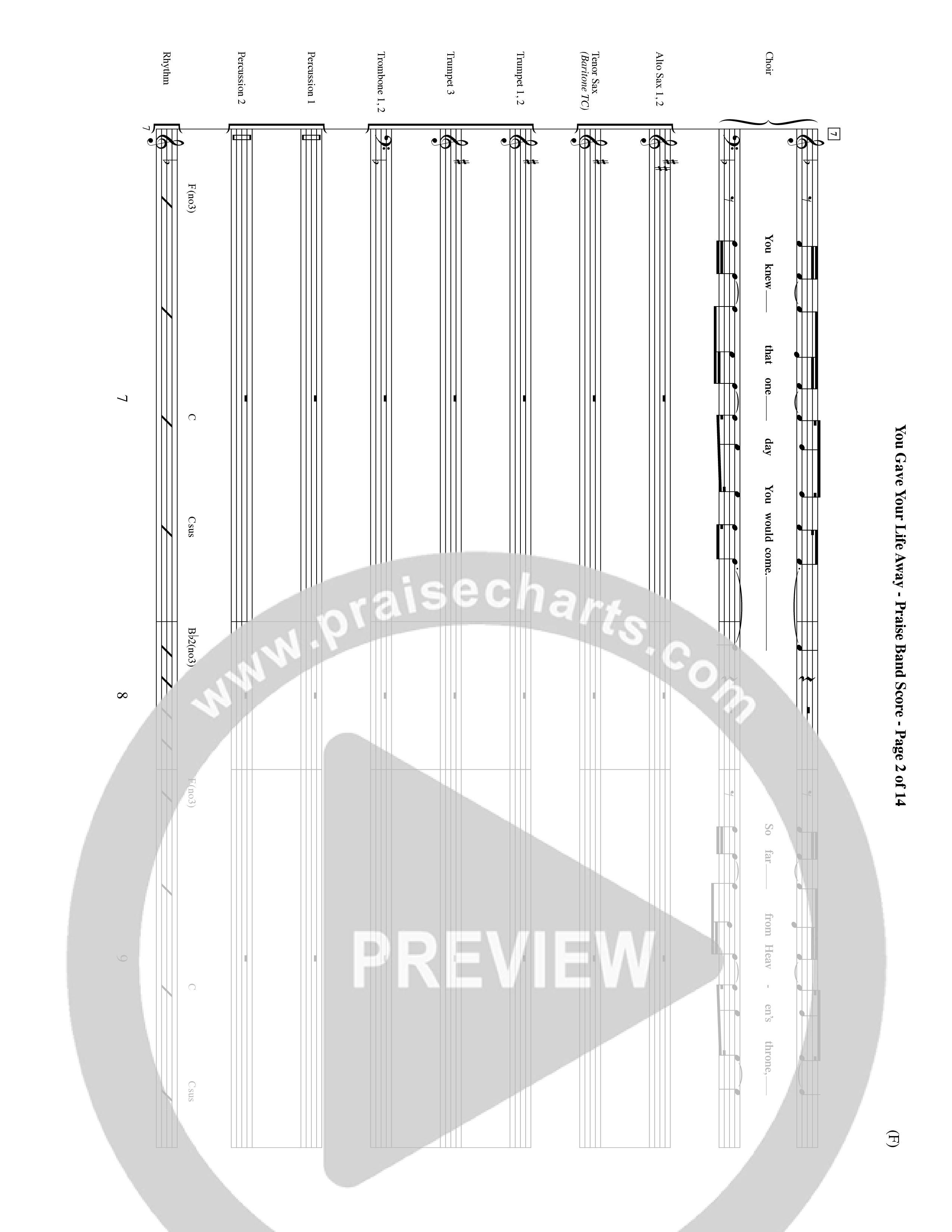 You Gave Your Life Away (Choral Anthem SATB) PraiseBand (incl. Brass) (Word Music Choral / Orch. Ric Domenico)