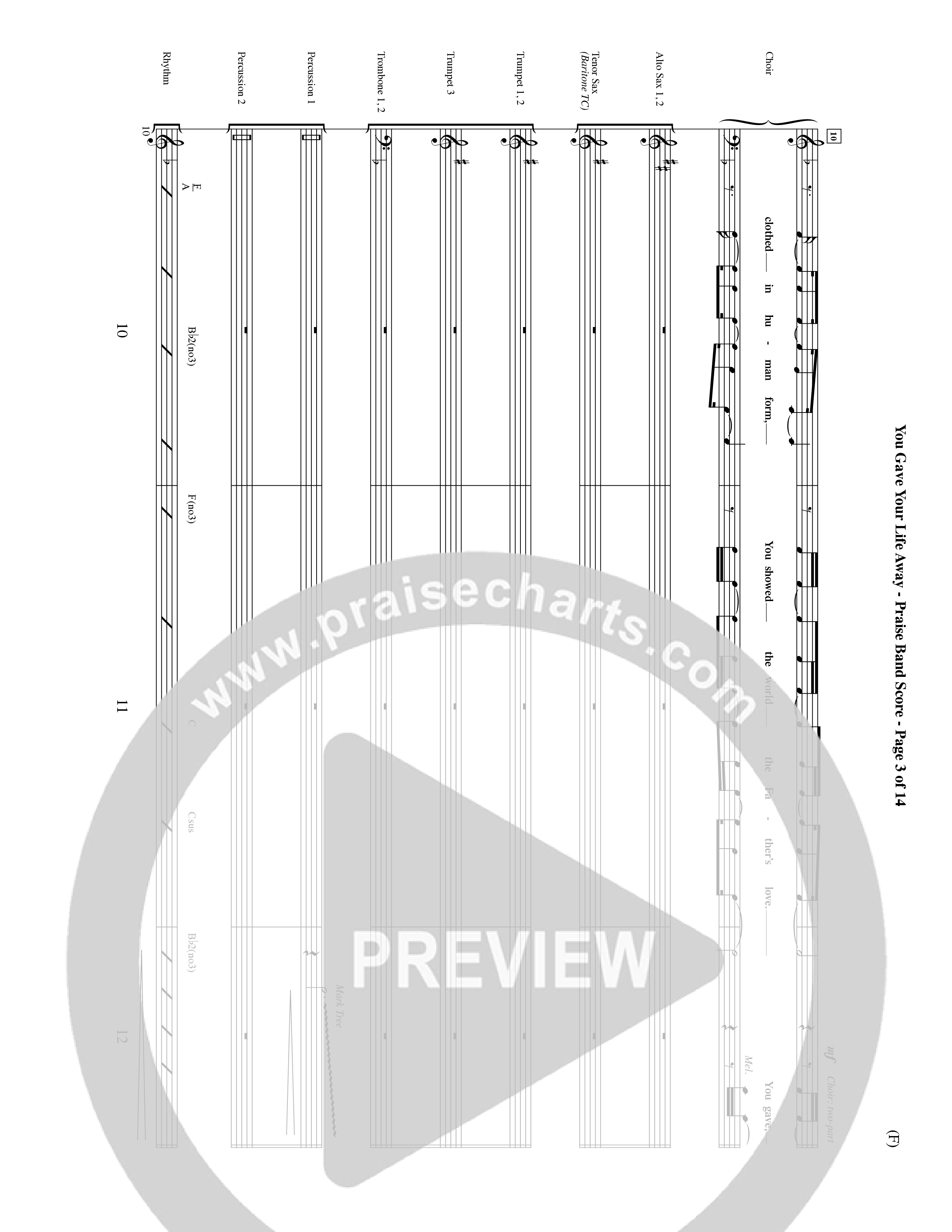 You Gave Your Life Away (Choral Anthem SATB) PraiseBand (incl. Brass) (Word Music Choral / Orch. Ric Domenico)