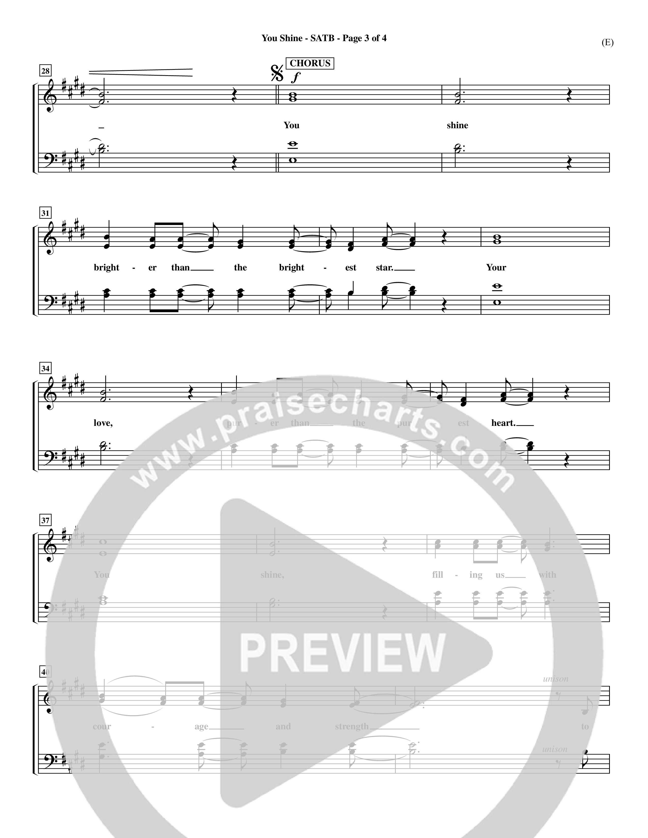 You Shine (Choral Anthem SATB) Choir Sheet (SATB) (Word Music Choral / Orch. Michael Lawrence)
