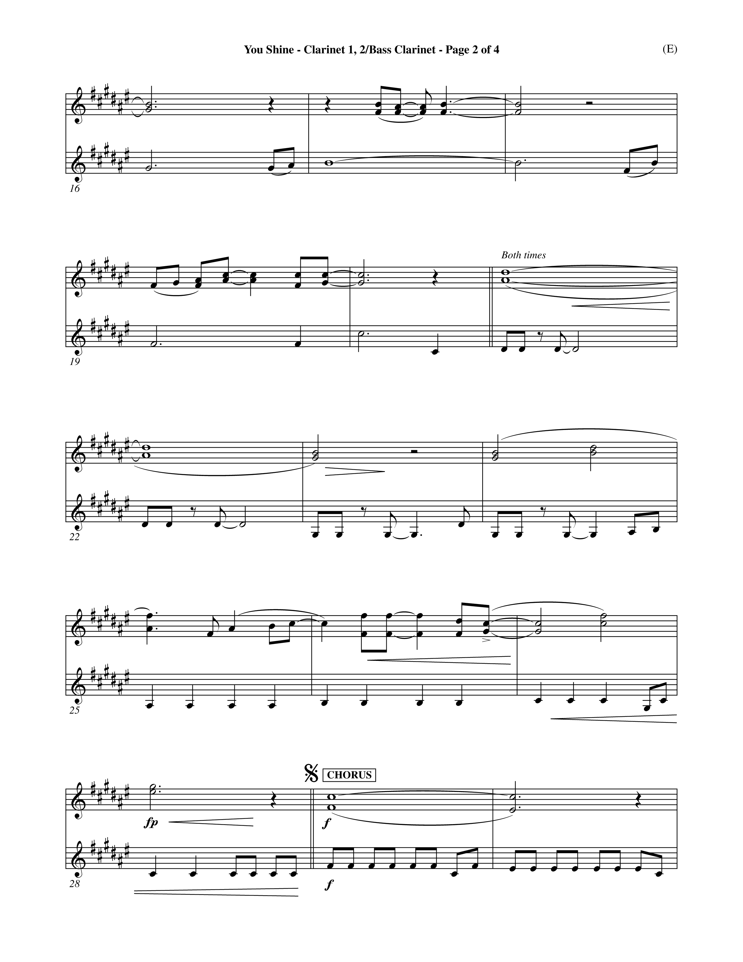 You Shine (Choral Anthem SATB) Clarinet 1/2, Bass Clarinet (Word Music Choral / Orch. Michael Lawrence)