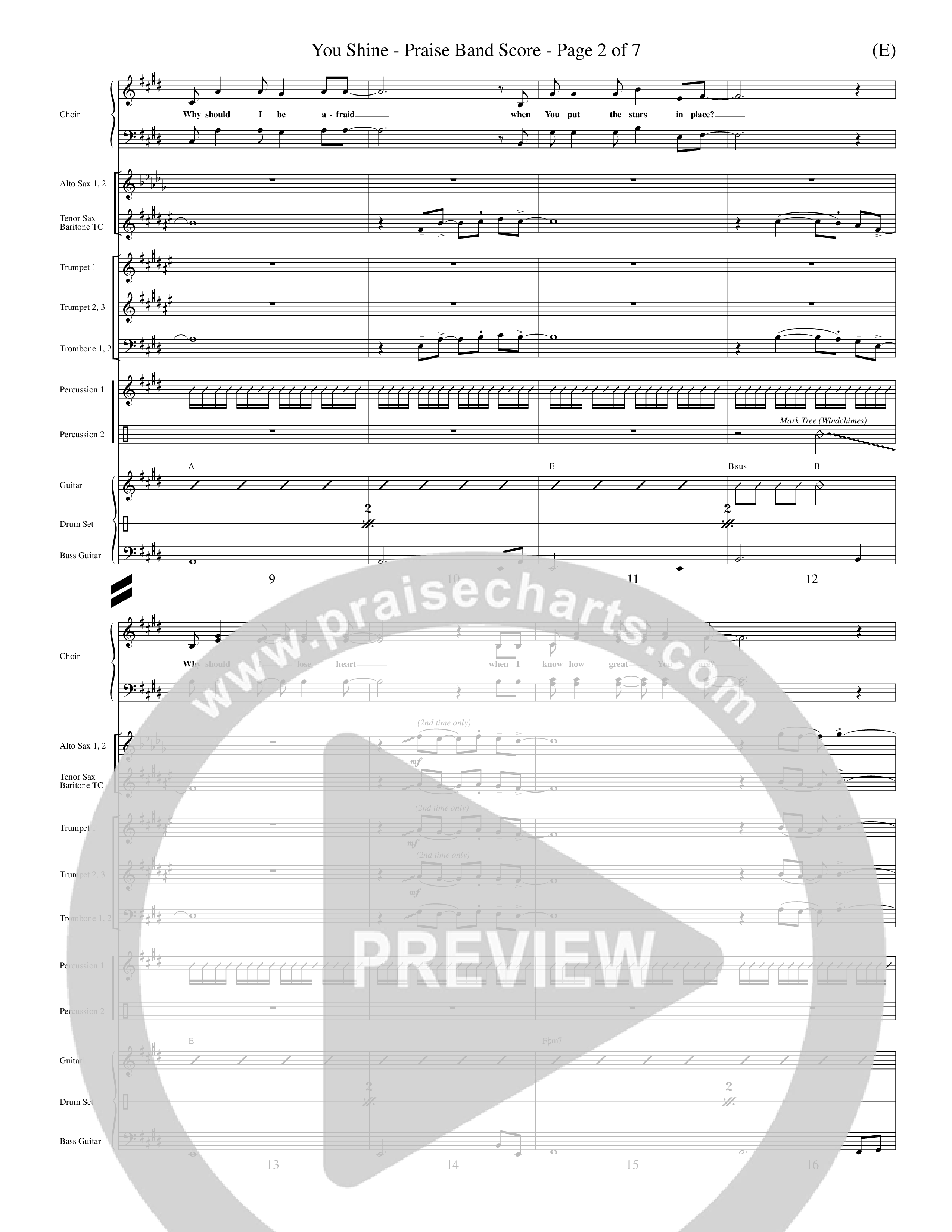 You Shine (Choral Anthem SATB) PraiseBand (incl. Brass) (Word Music Choral / Orch. Michael Lawrence)