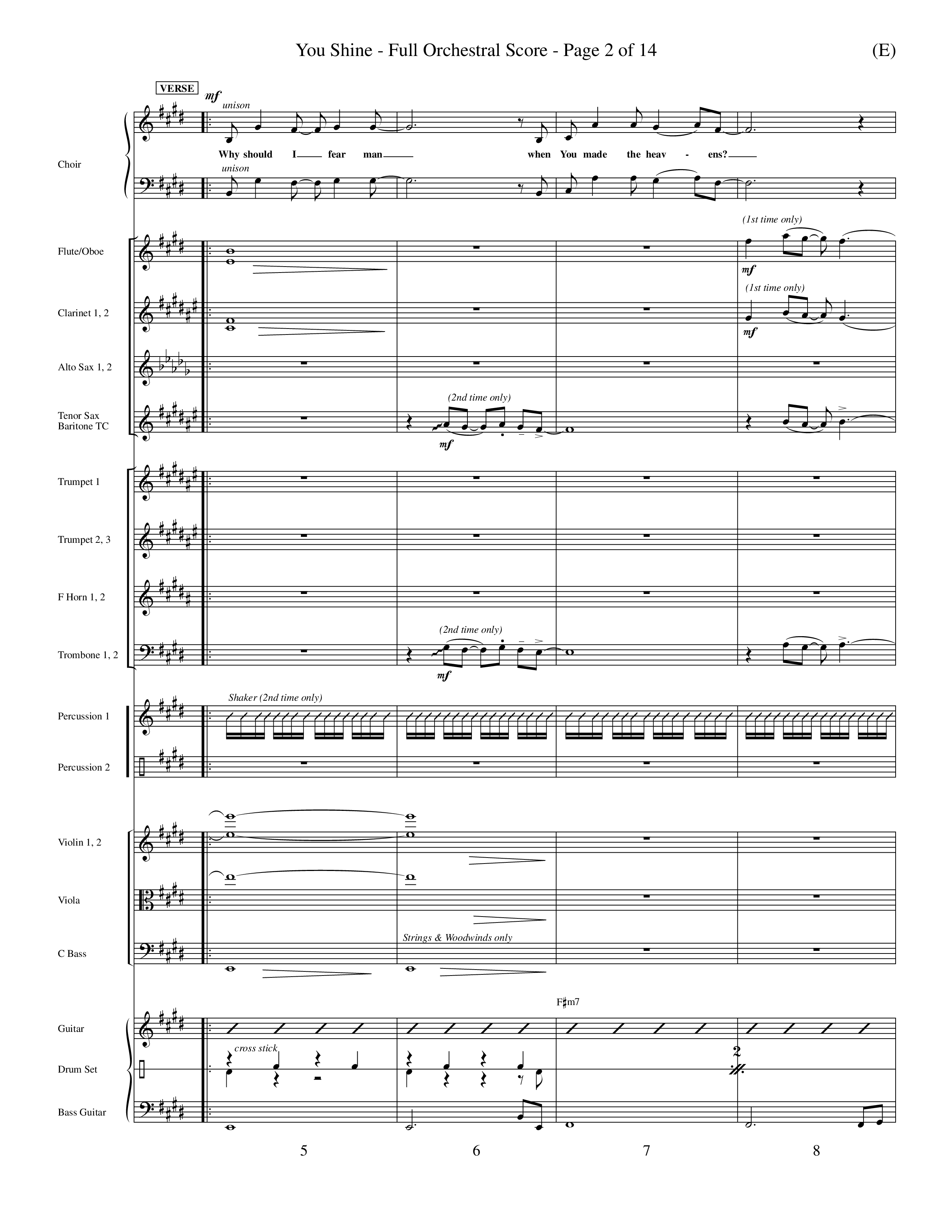 You Shine (Choral Anthem SATB) Orchestration (Word Music Choral / Orch. Michael Lawrence)