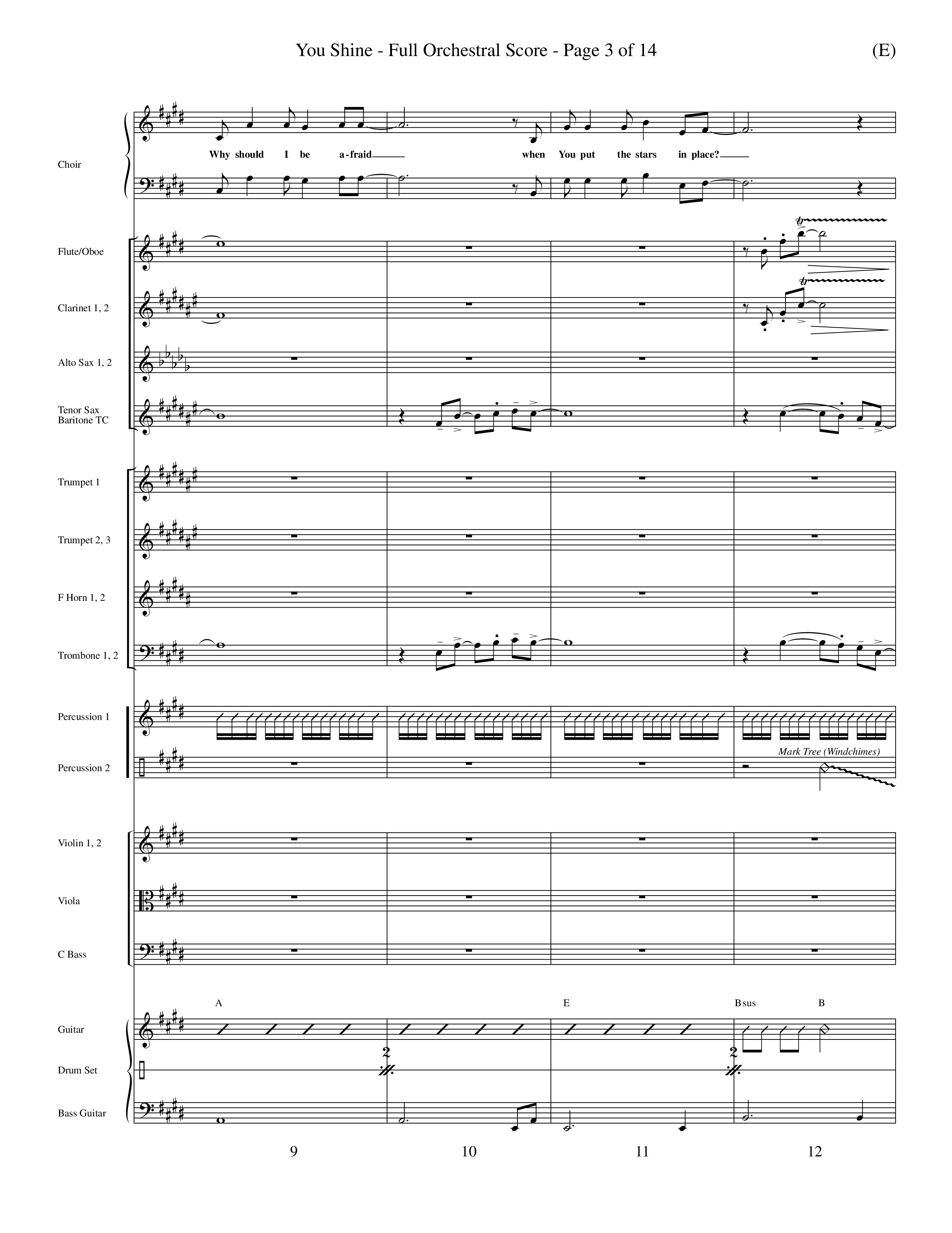 You Shine (Choral Anthem SATB) Orchestration (Word Music Choral / Orch. Michael Lawrence)
