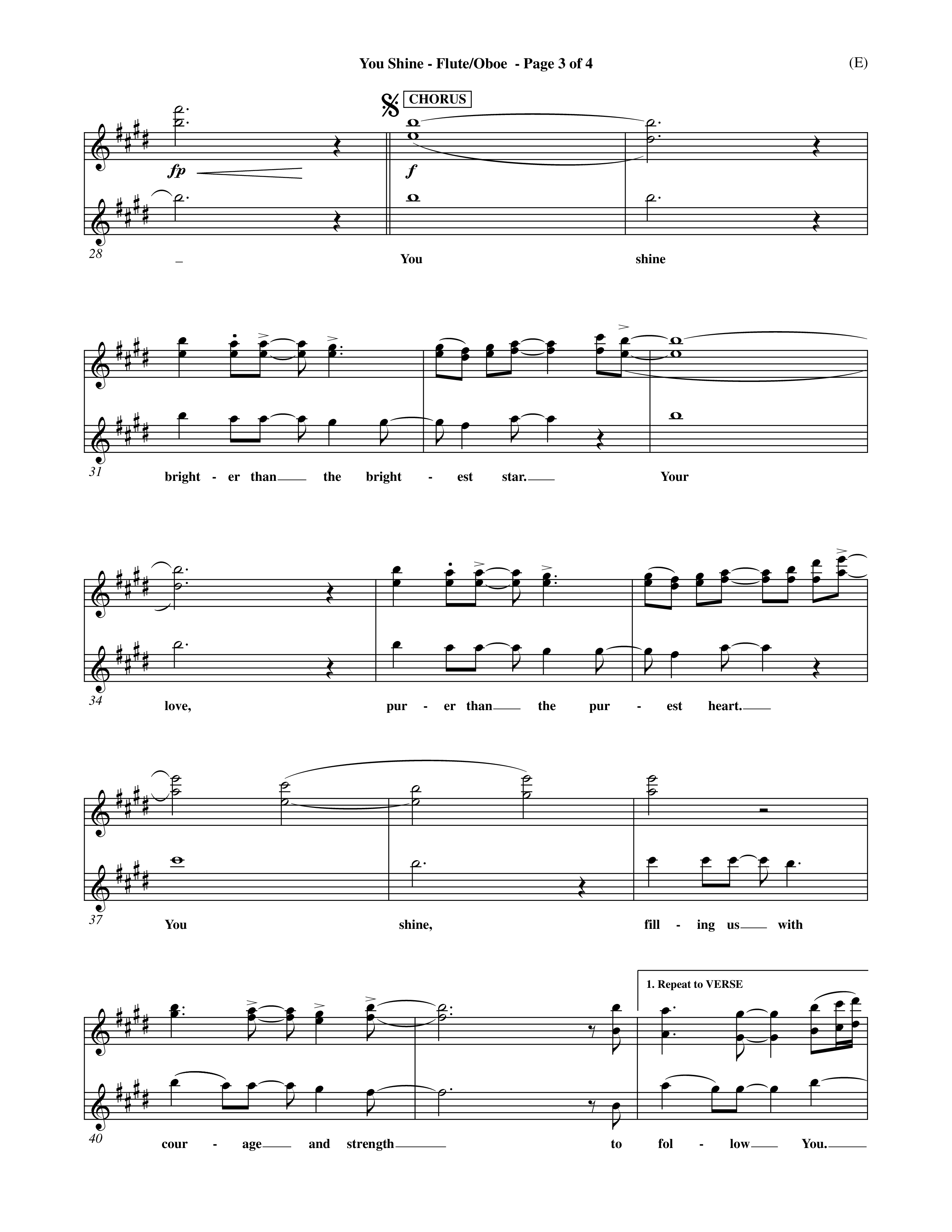 You Shine (Choral Anthem SATB) Flute/Oboe (Word Music Choral / Orch. Michael Lawrence)