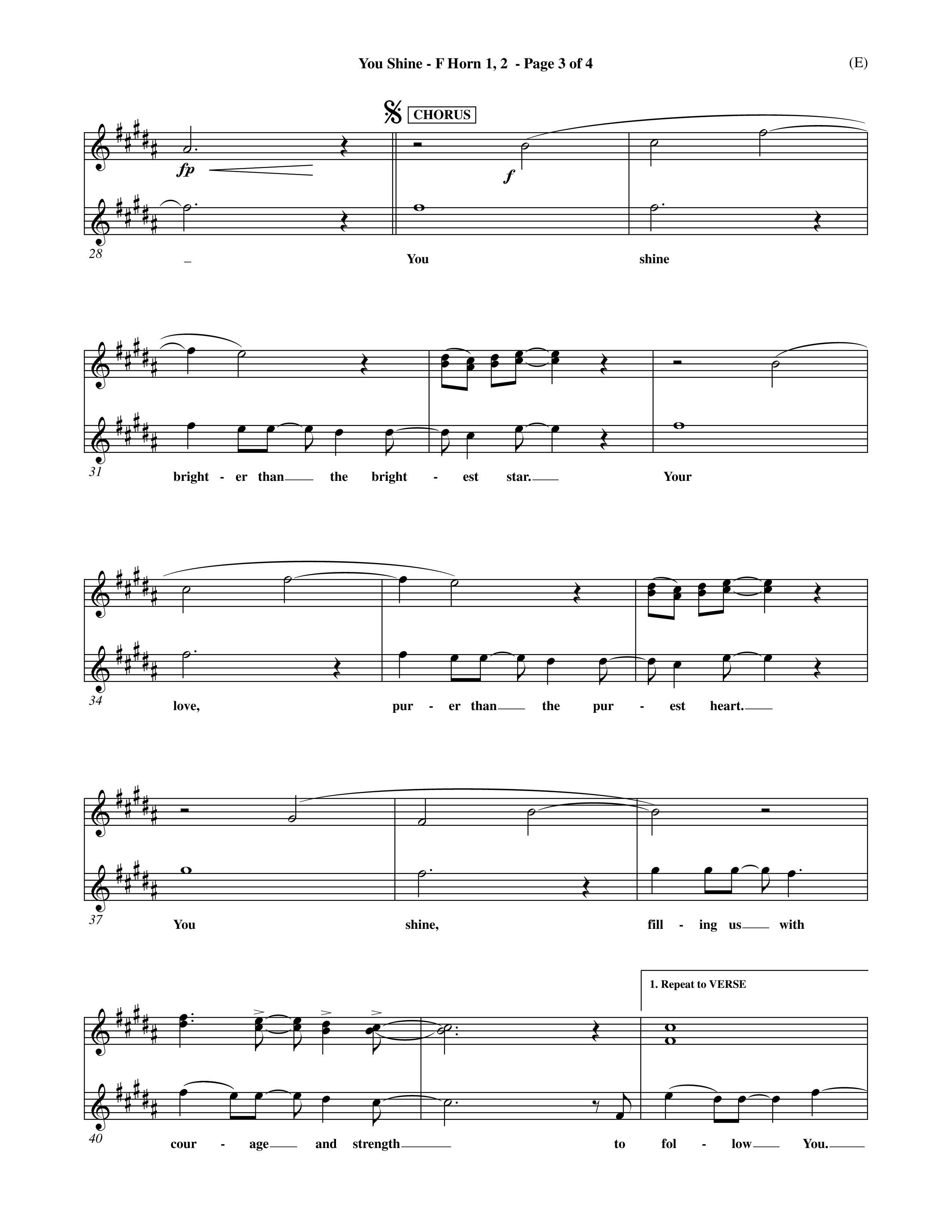 You Shine (Choral Anthem SATB) French Horn (Word Music Choral / Orch. Michael Lawrence)