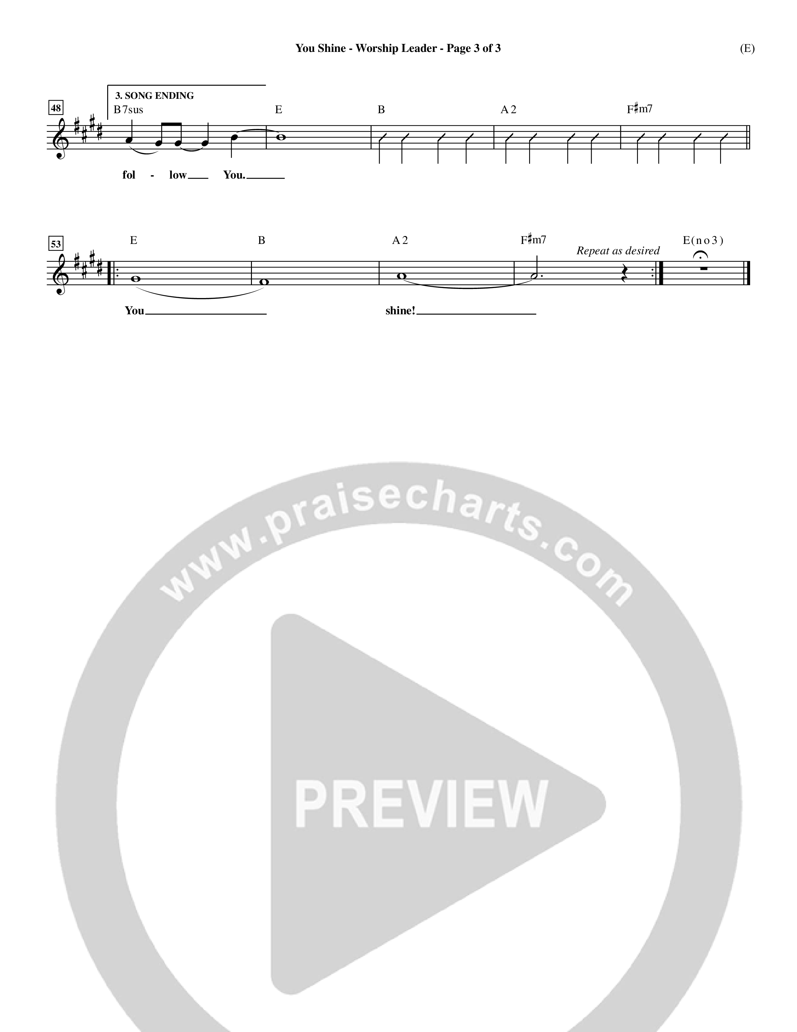 You Shine (Choral Anthem SATB) Rhythm Pack (Word Music Choral / Orch. Michael Lawrence)