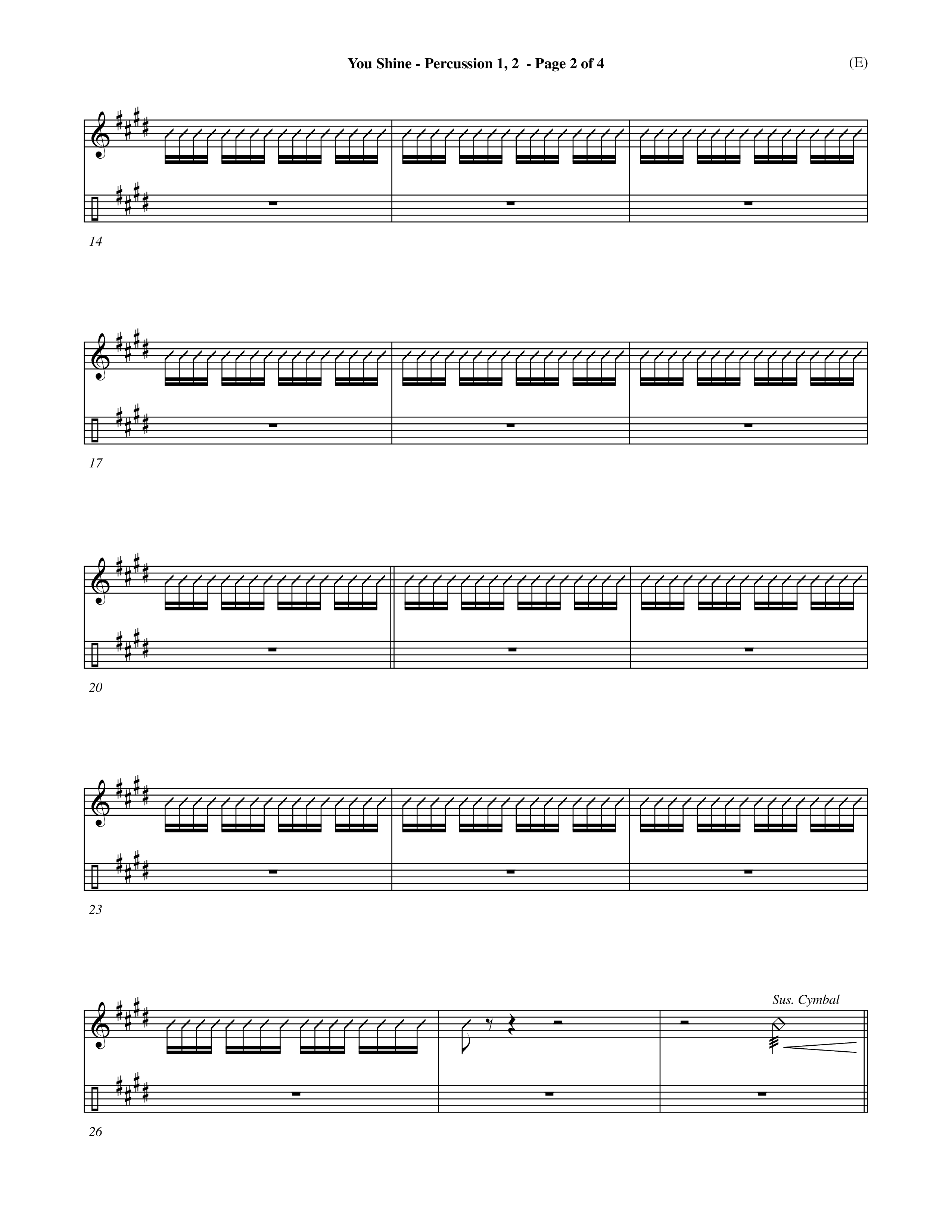 You Shine (Choral Anthem SATB) Percussion 1/2 (Word Music Choral / Orch. Michael Lawrence)