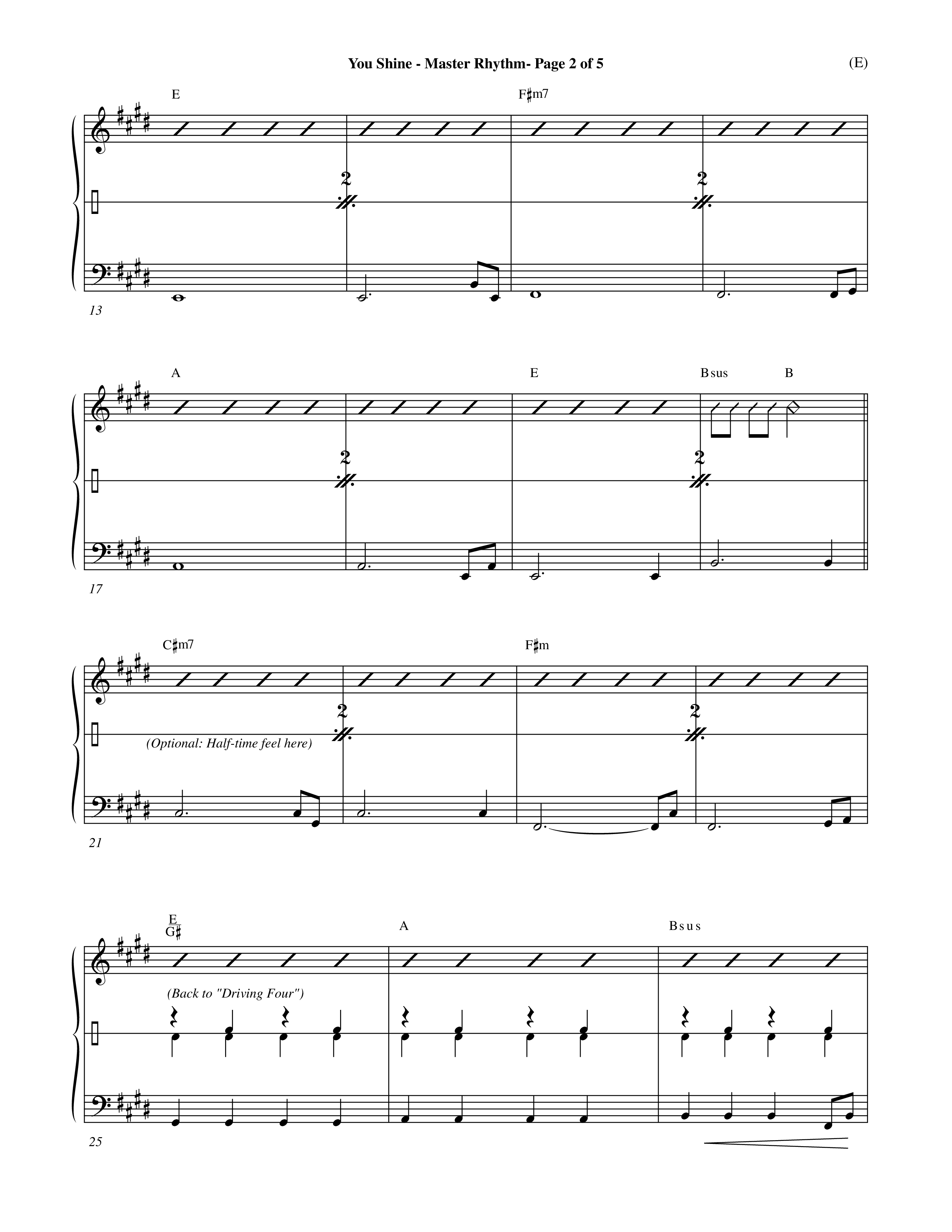 You Shine (Choral Anthem SATB) Rhythm Chart (Word Music Choral / Orch. Michael Lawrence)