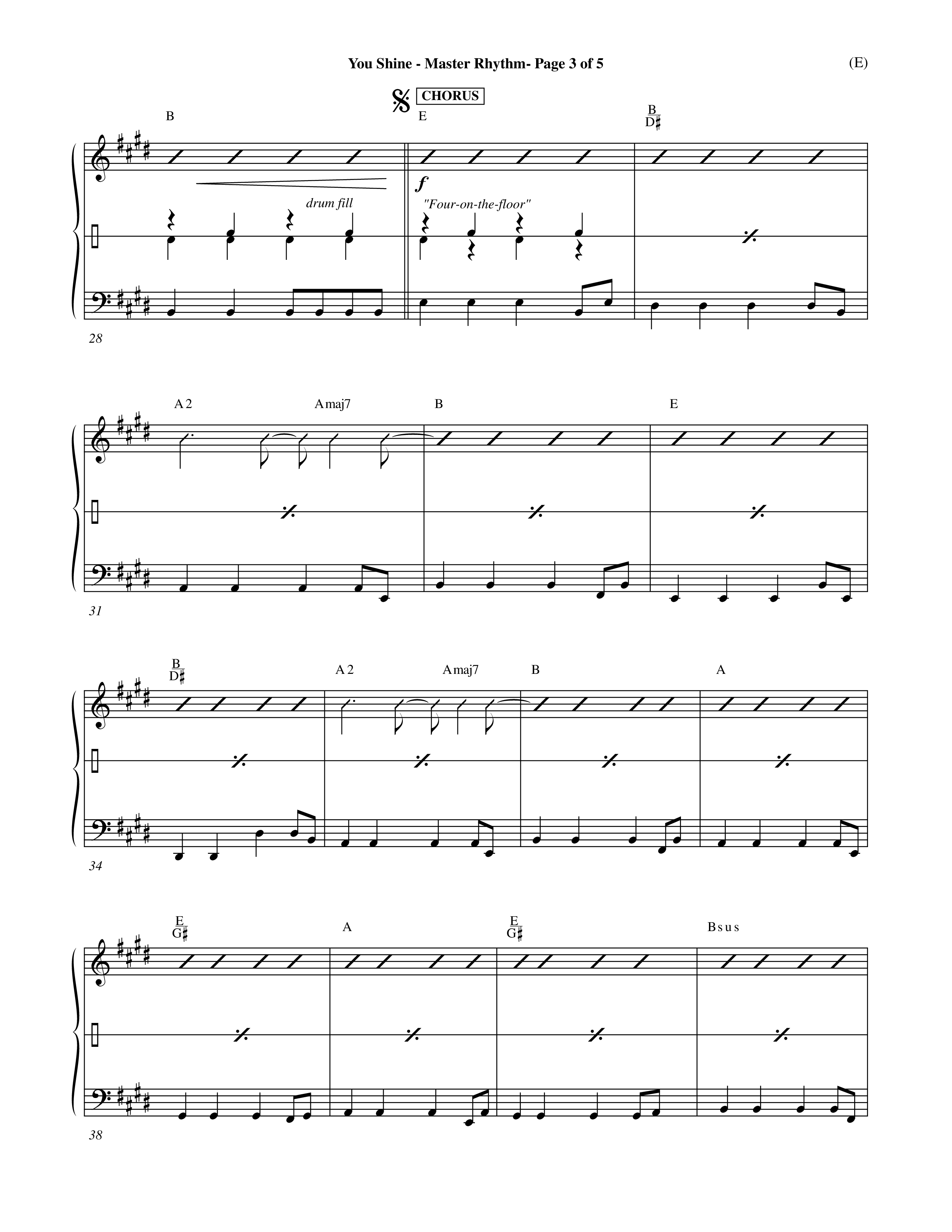 You Shine (Choral Anthem SATB) Rhythm Chart (Word Music Choral / Orch. Michael Lawrence)
