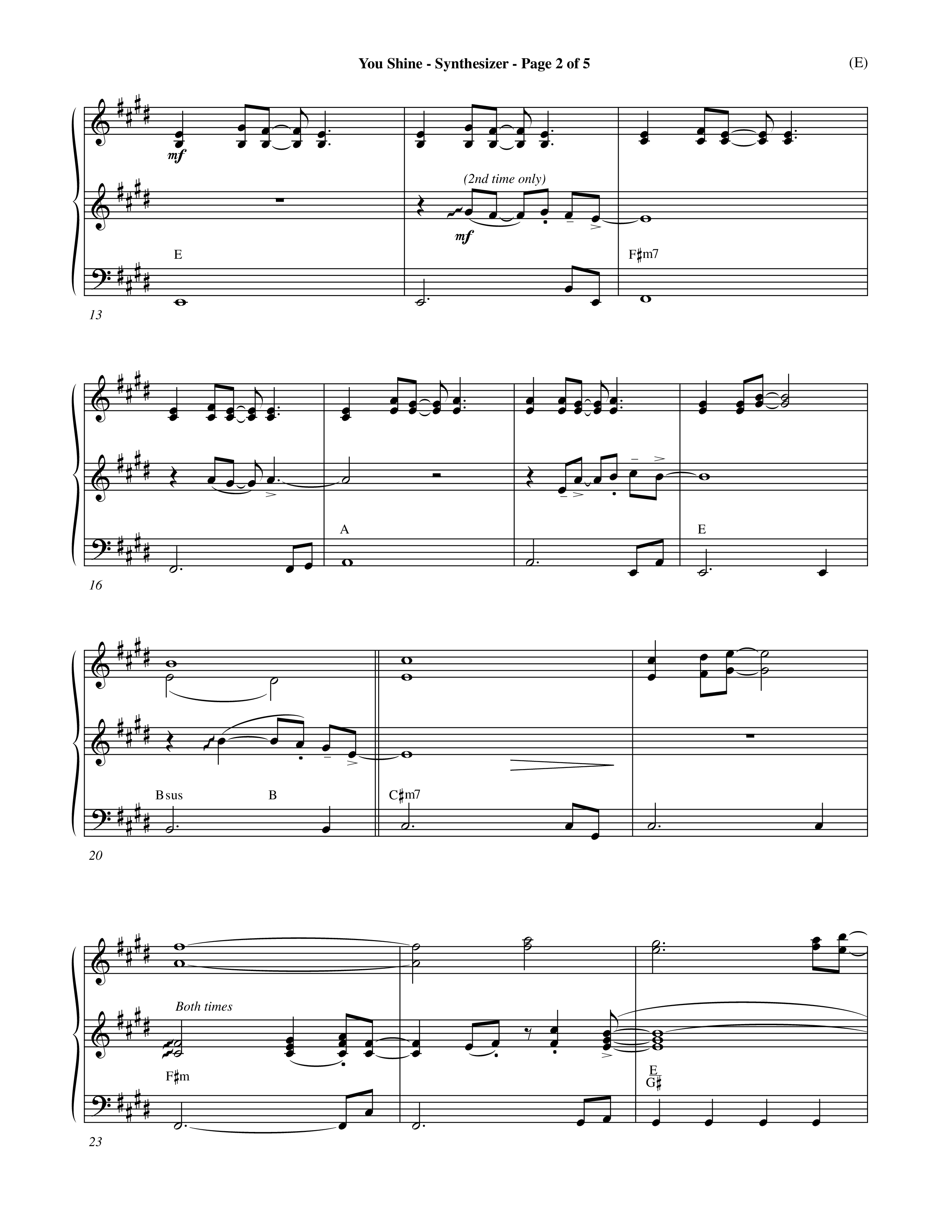 You Shine (Choral Anthem SATB) Synth (Word Music Choral / Orch. Michael Lawrence)