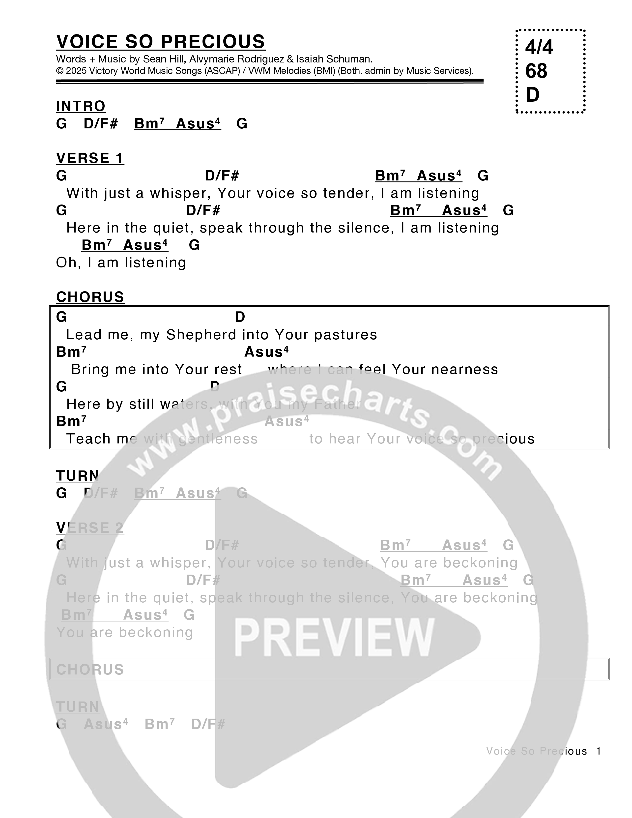 Voice So Precious Chord Chart (Victory House Worship)