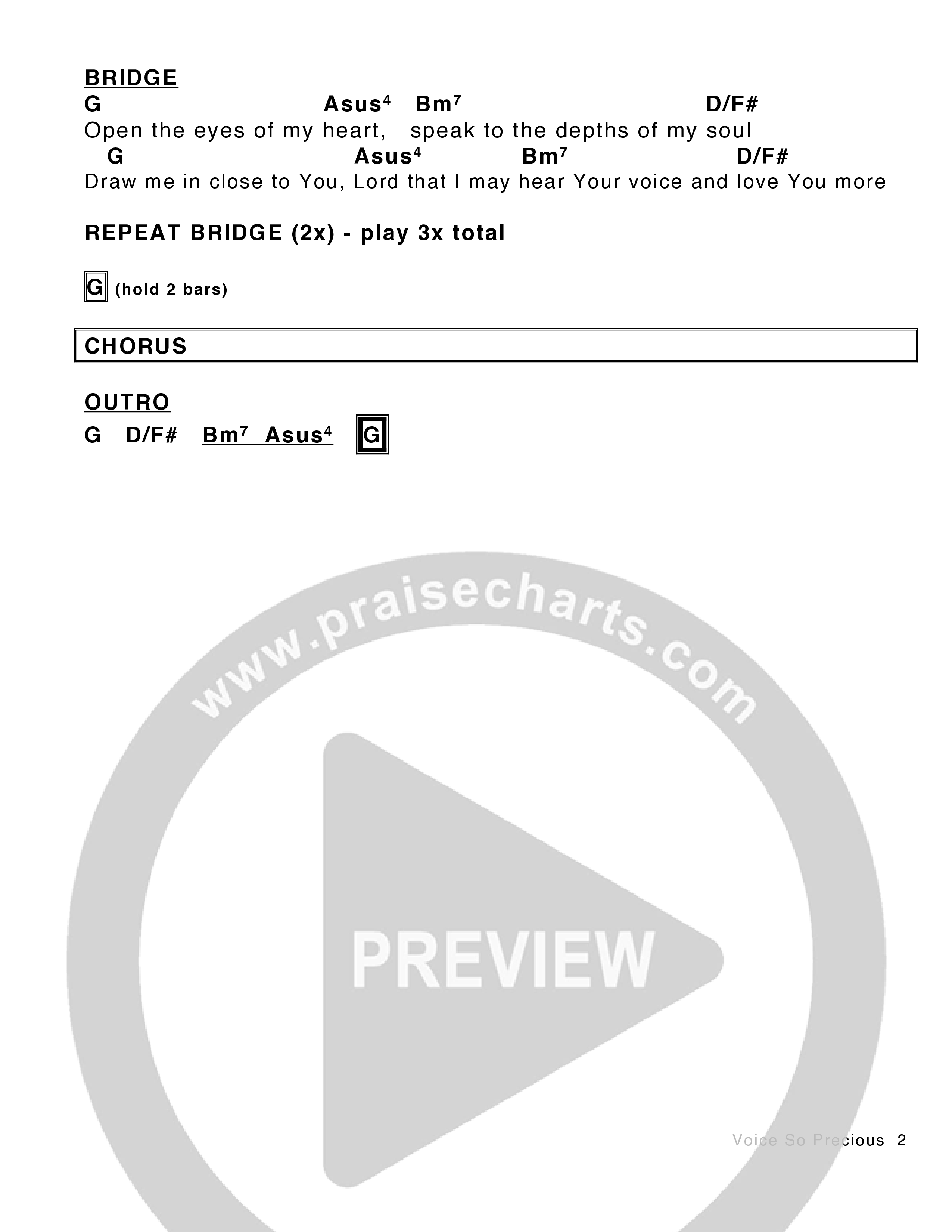 Voice So Precious Chord Chart (Victory House Worship)
