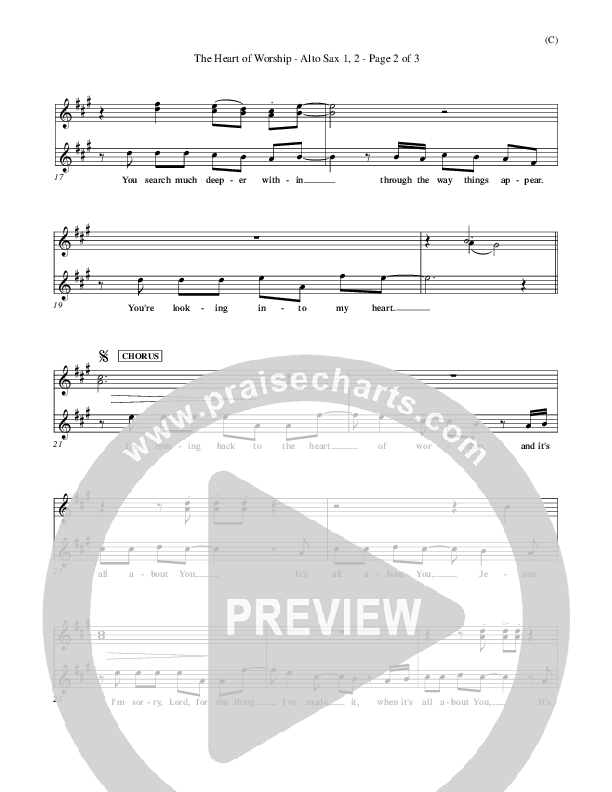 The Heart Of Worship Alto Sax 1/2 (Matt Redman)