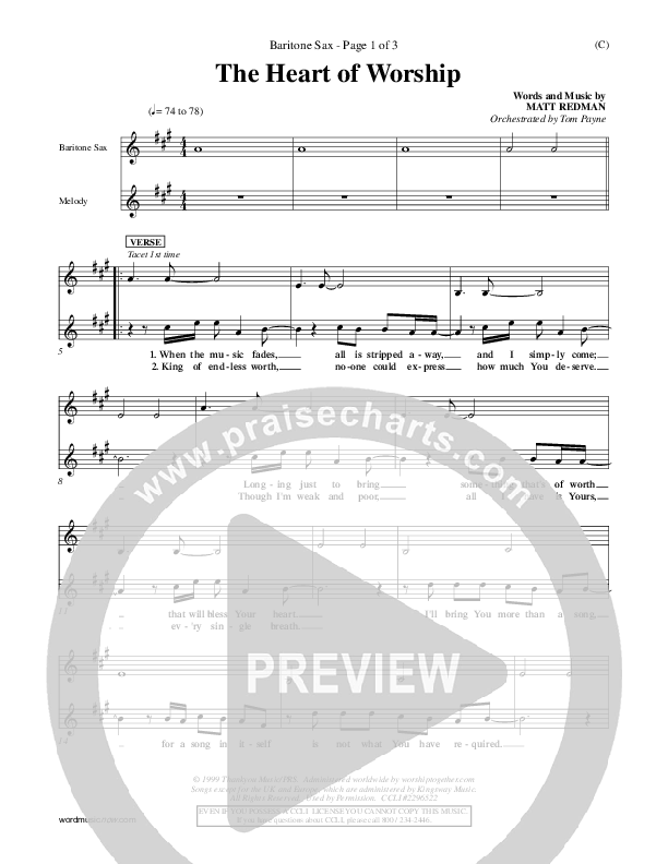 The Heart Of Worship Bari Sax (Matt Redman)