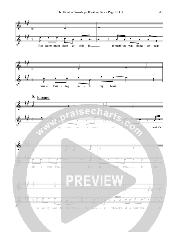 The Heart Of Worship Bari Sax (Matt Redman)