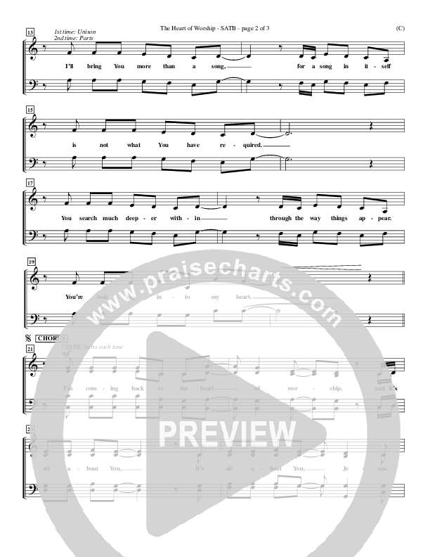 The Heart Of Worship Choir Vocals (SATB) (Matt Redman)