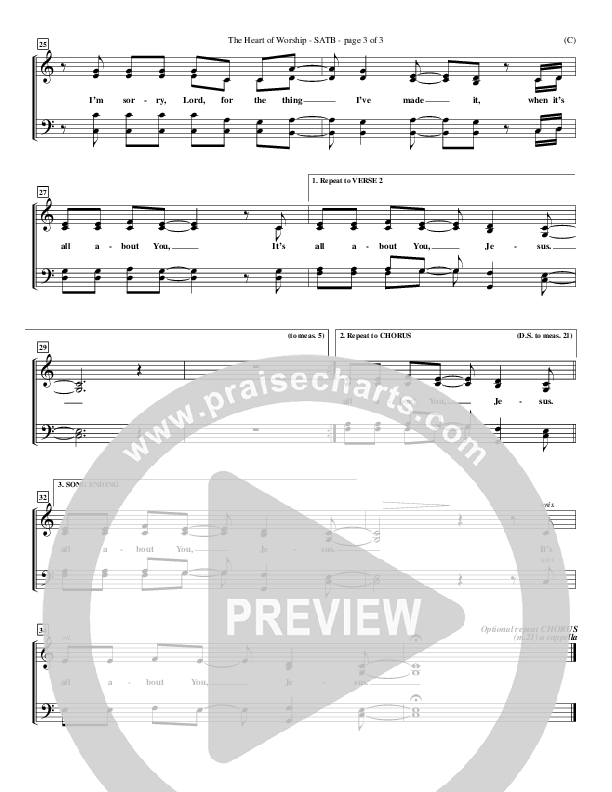 The Heart Of Worship Choir Vocals (SATB) (Matt Redman)