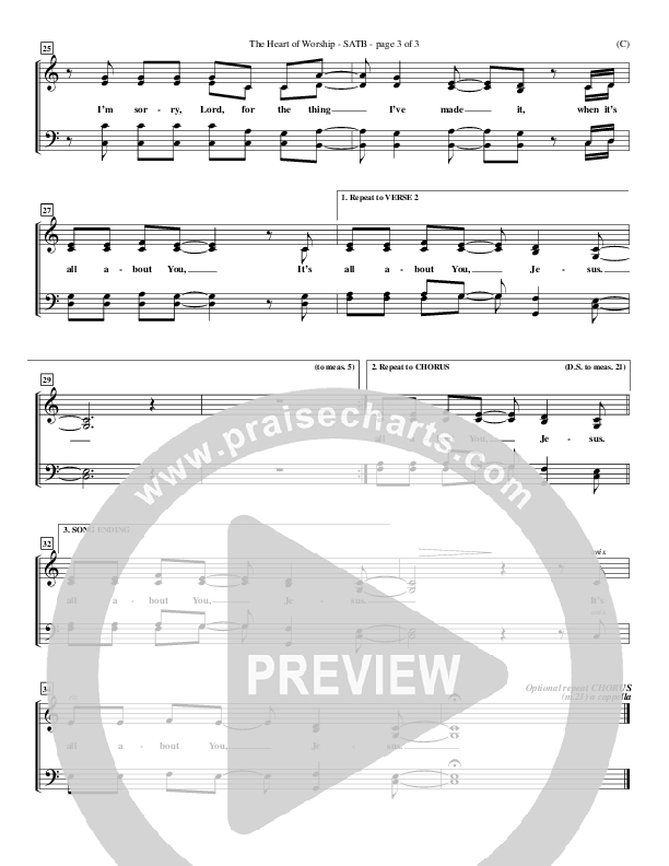 The Heart Of Worship Choir Sheet (SATB) (Matt Redman)