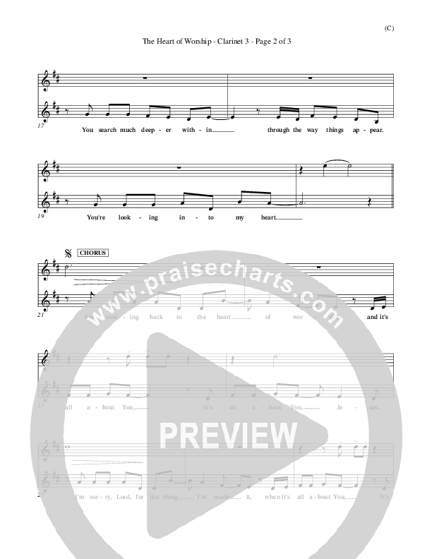 The Heart Of Worship Clarinet 3 (Matt Redman)
