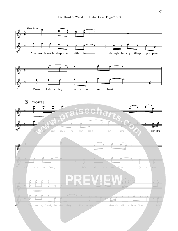 The Heart Of Worship Flute/Oboe (Matt Redman)