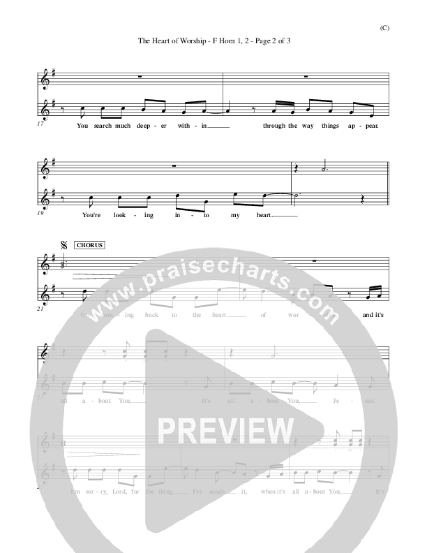 The Heart Of Worship French Horn 1/2 (Matt Redman)