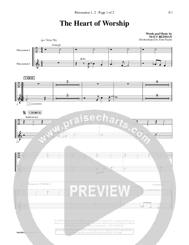 The Heart Of Worship Percussion 1/2 (Matt Redman)