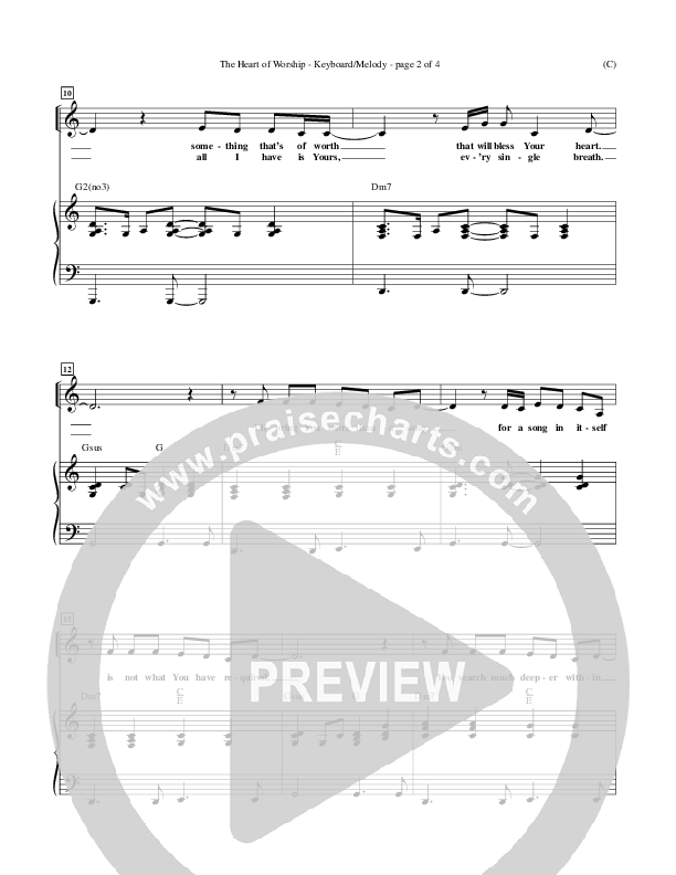 The Heart Of Worship Lead Sheet (Matt Redman)