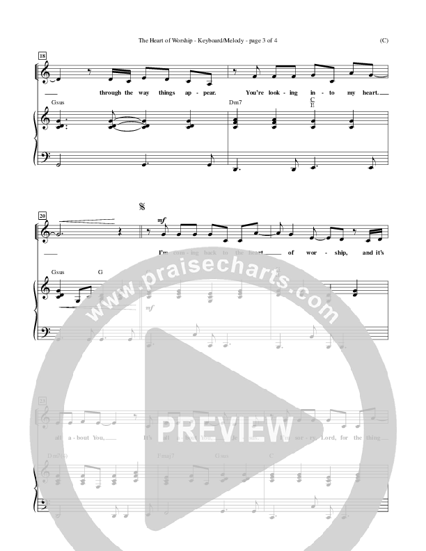 The Heart Of Worship Lead Sheet (Matt Redman)