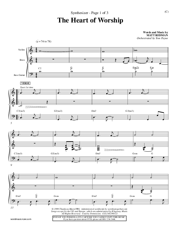 The Heart Of Worship Synth (Matt Redman)