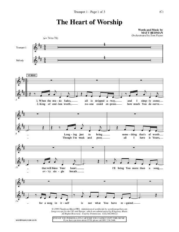 The Heart Of Worship Trumpet 1 (Matt Redman)