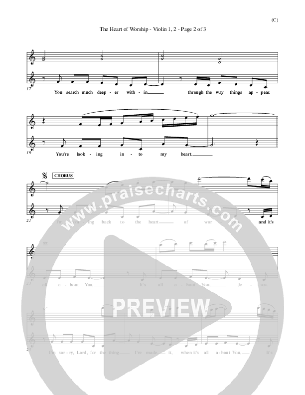 The Heart Of Worship Violin 1/2 (Matt Redman)