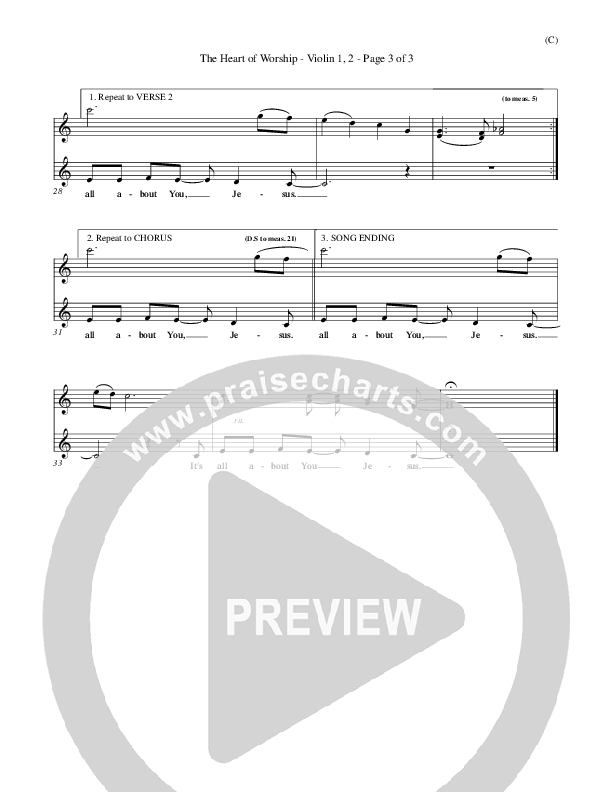 The Heart Of Worship Violin 1/2 (Matt Redman)