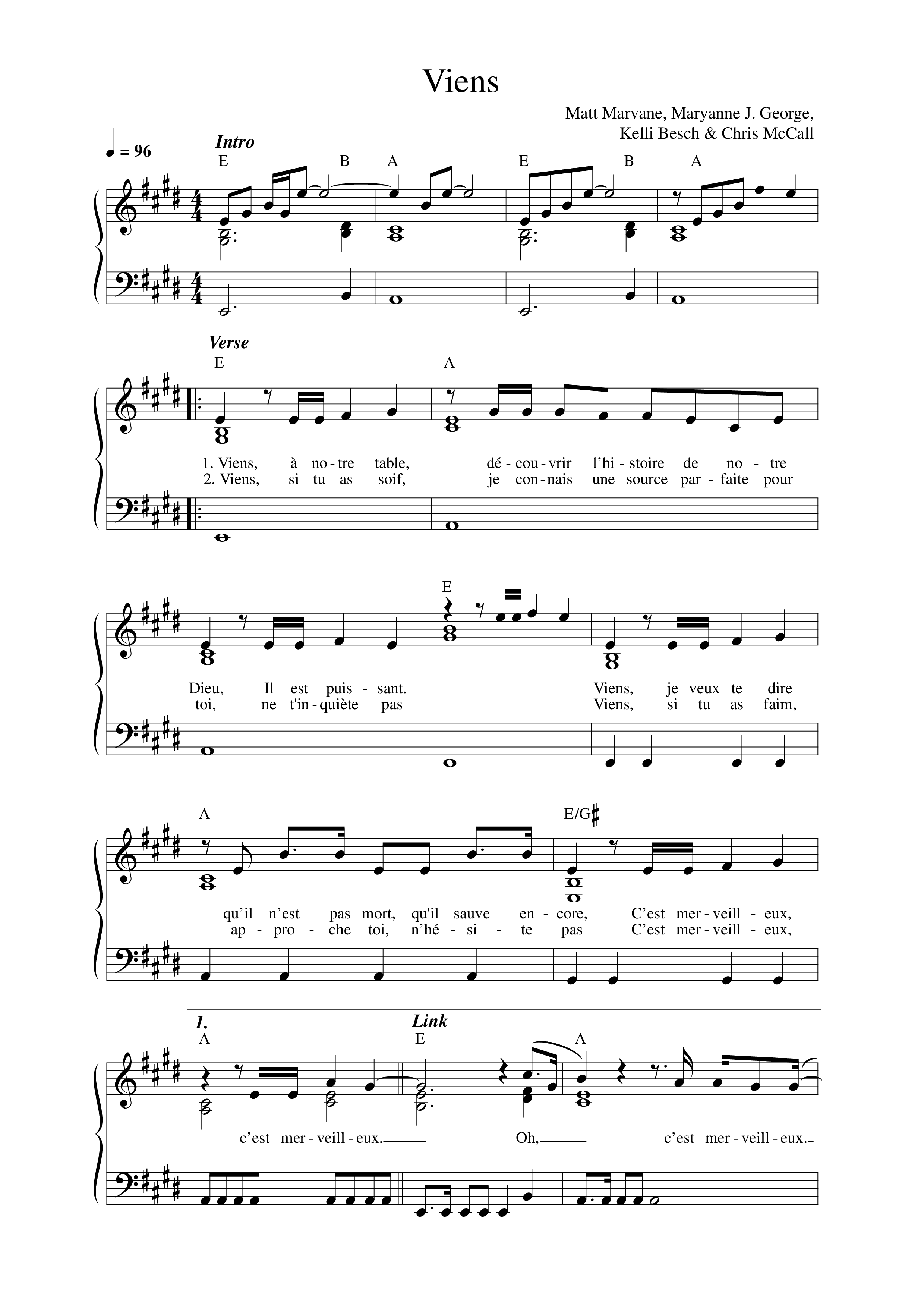 Viens Lead Sheet Melody (Matt Marvane / RESISTANCE)